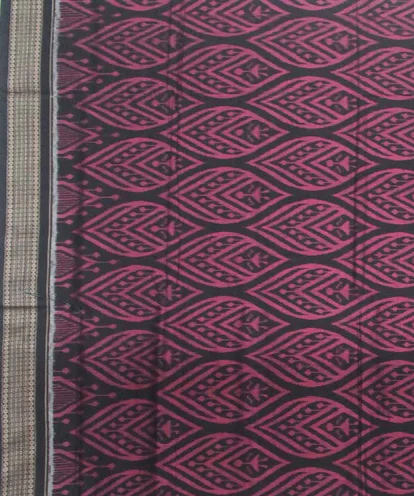 Black Purple Sambalpuri Ikat Cotton Saree - Tilottama