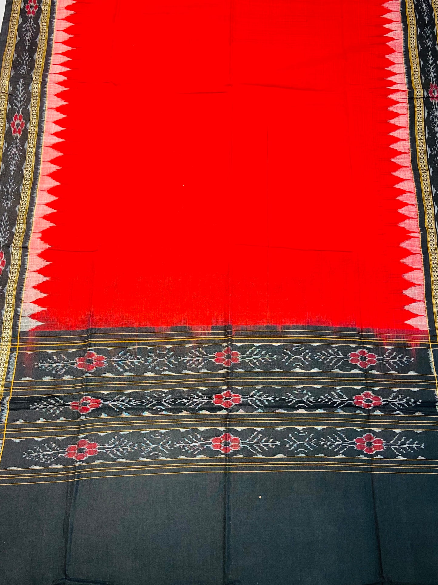 Red Black Sapta Sambalpuri Dress Material Set - Tilottama