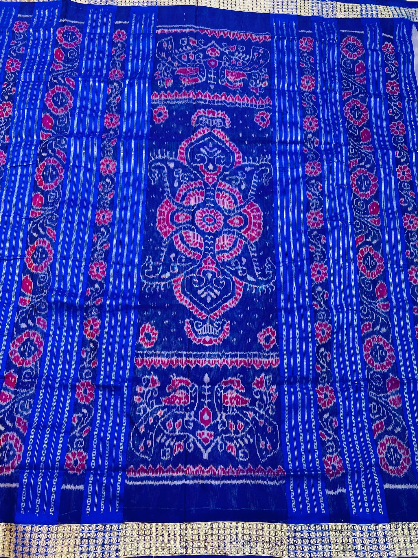 Light Blue Kumbha Silk Sambalpuri Saree - Tilottama