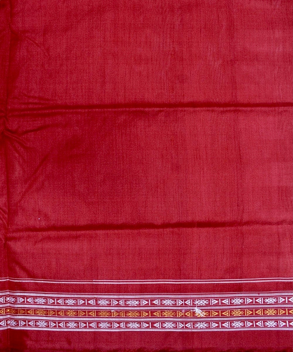 Cream and Red Habaspuri Silk Patta Saree - Tilottama