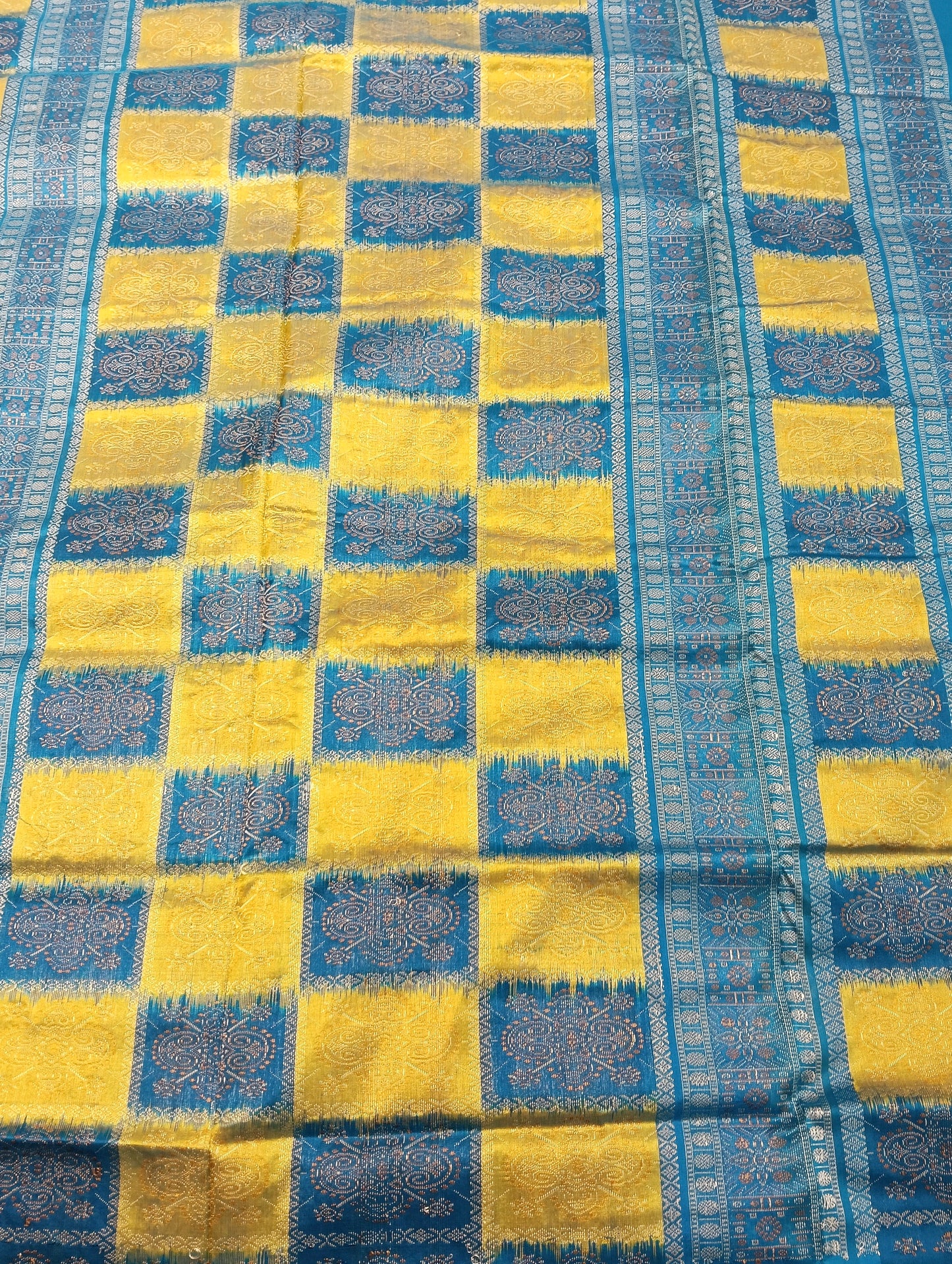 Yellow sky sambalpuri silk patta saree - Tilottama