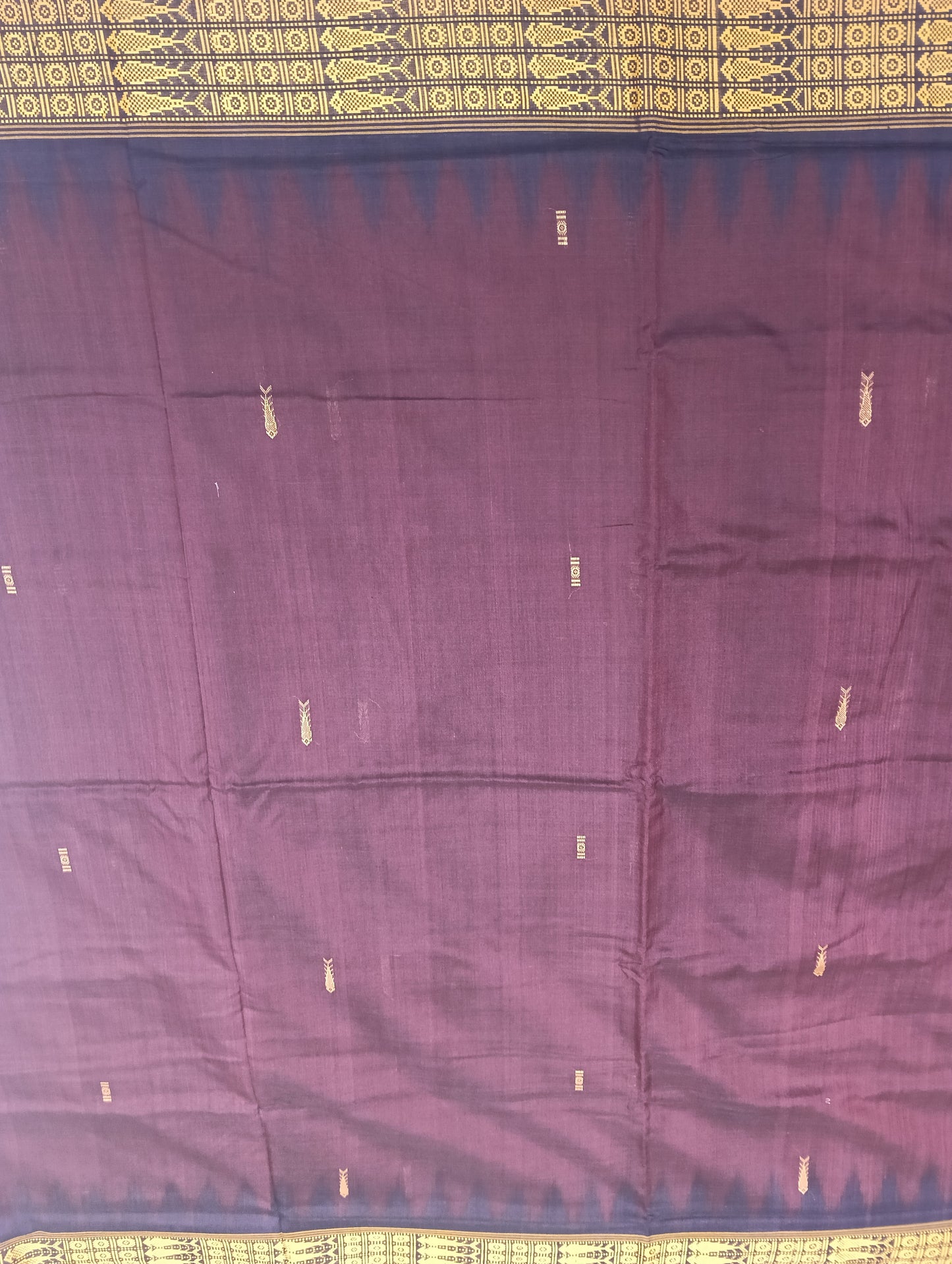 Habaspuri marron black golden border cotton saree - Tilottama