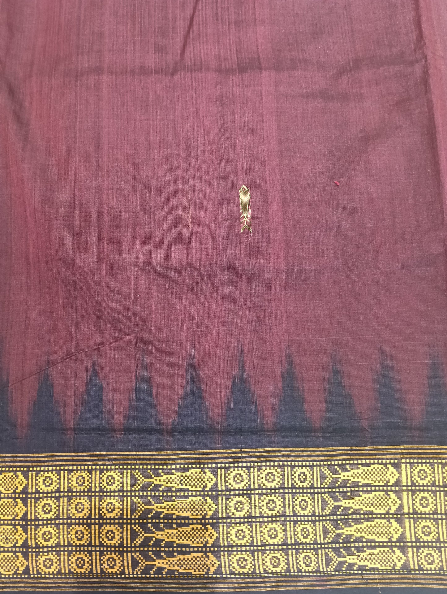 Habaspuri marron black golden border cotton saree - Tilottama