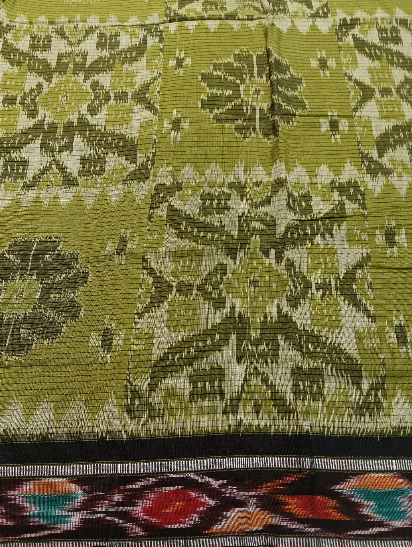 Olive green cotton sambalpuri saree - Tilottama