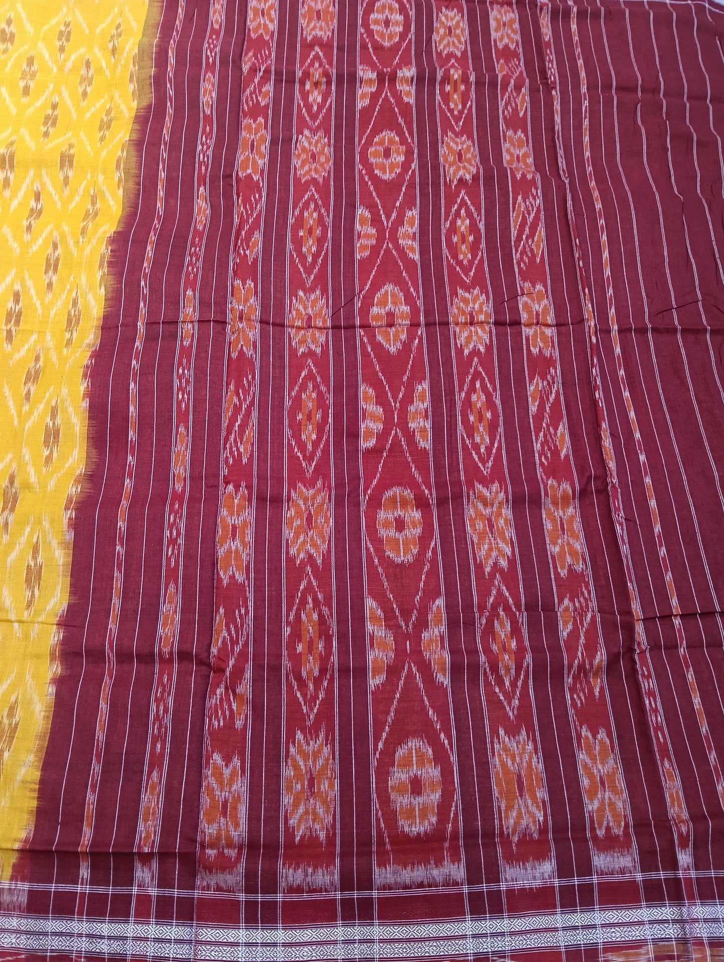 Orange red cotton sambalpuri saree - Tilottama