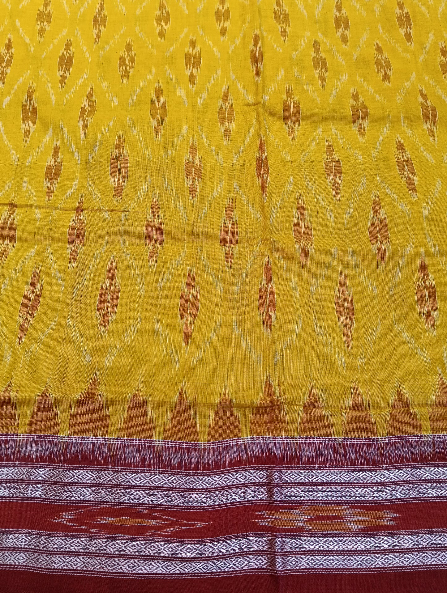 Orange red cotton sambalpuri saree - Tilottama