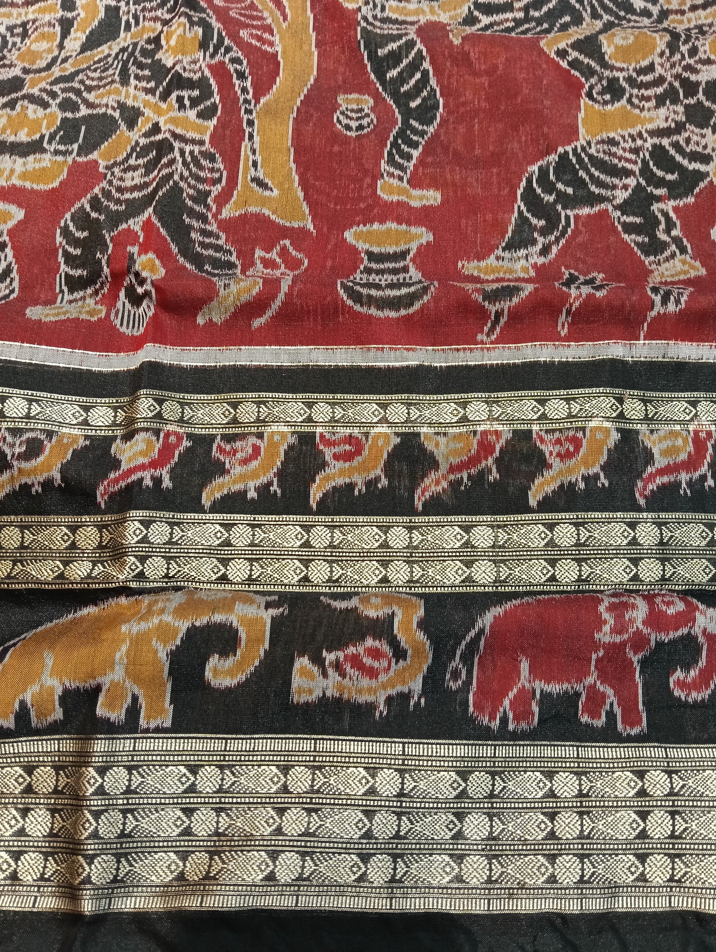 Merron black 8th border cotton sambalpuri saree - Tilottama