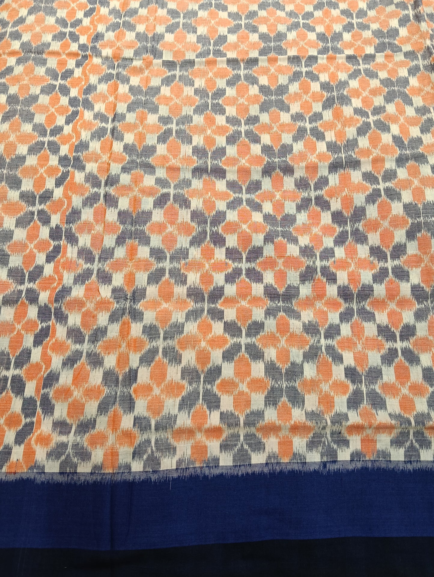 White orange blue plane border cotton sambalpuri saree - Tilottama