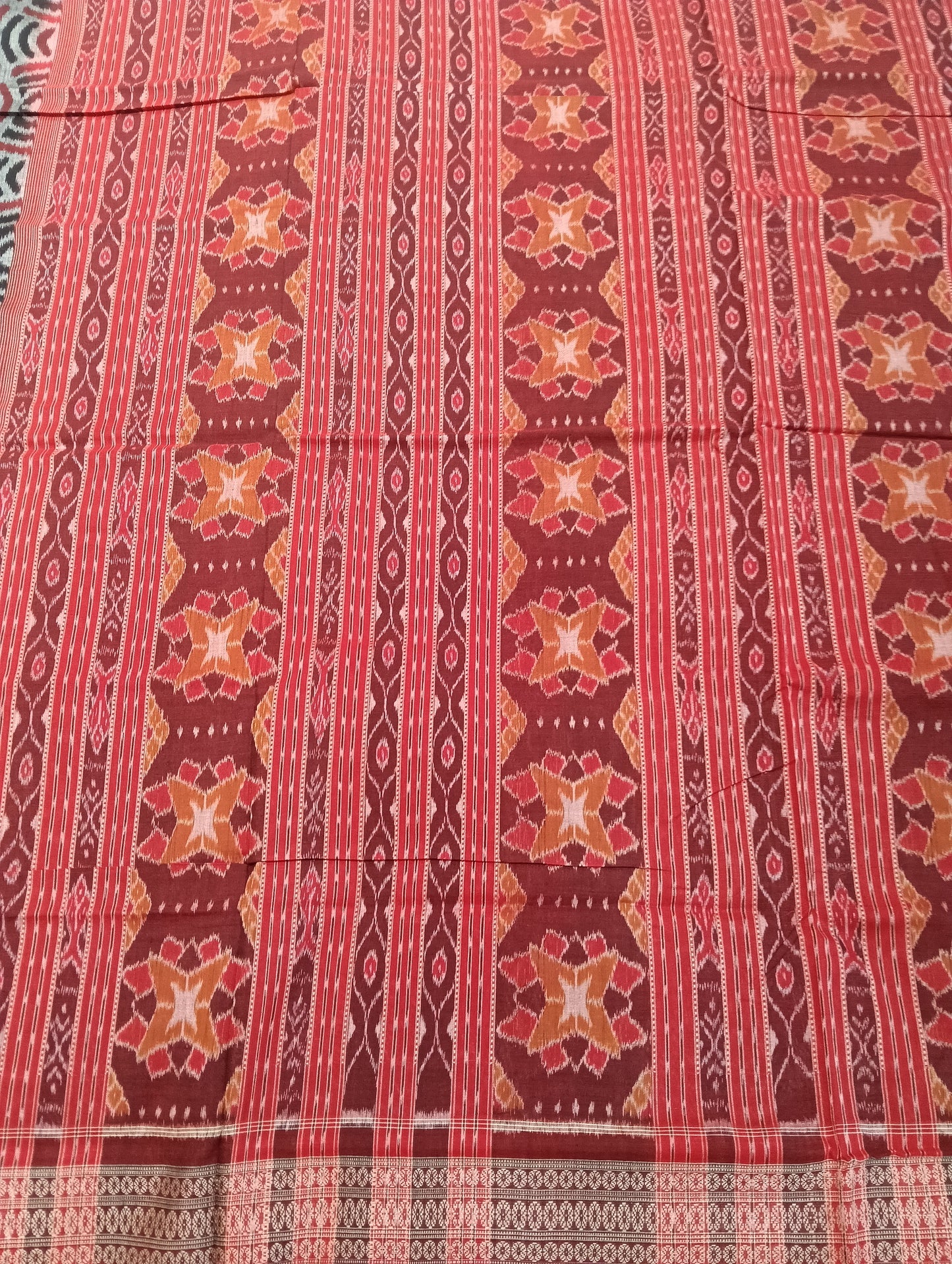 Black red cotton sambalpuri saree - Tilottama