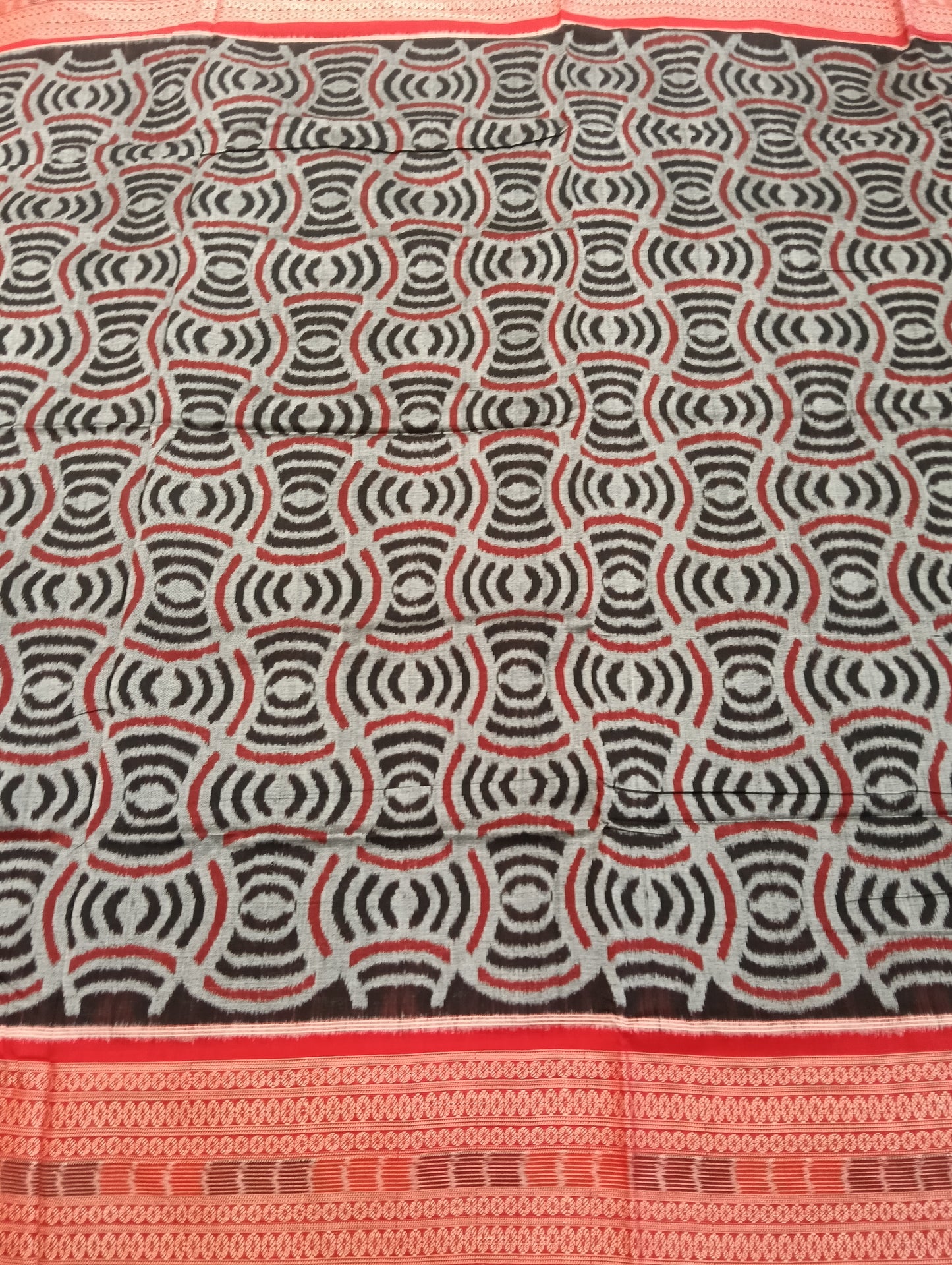 Black red cotton sambalpuri saree - Tilottama