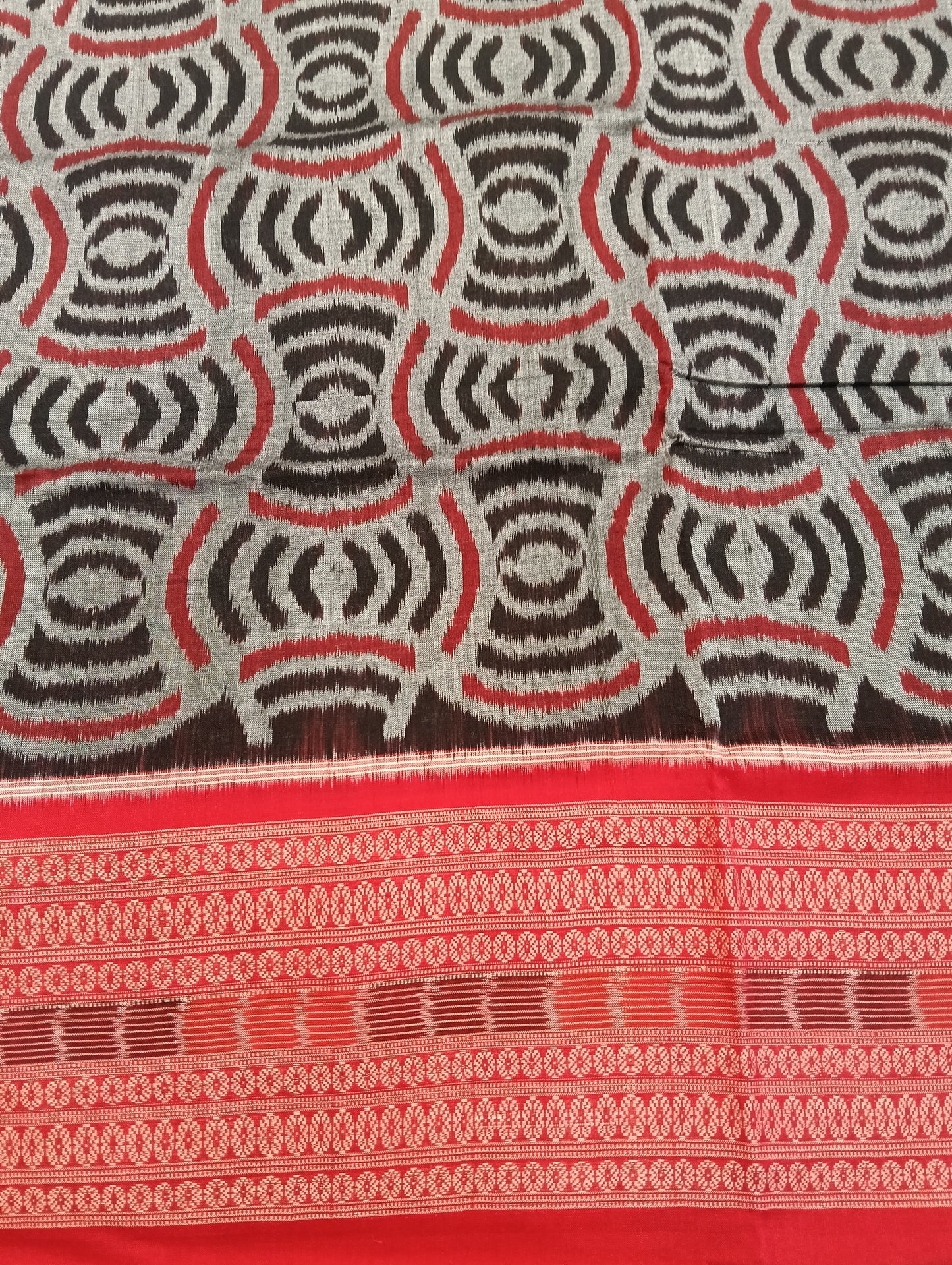 Black red cotton sambalpuri saree - Tilottama