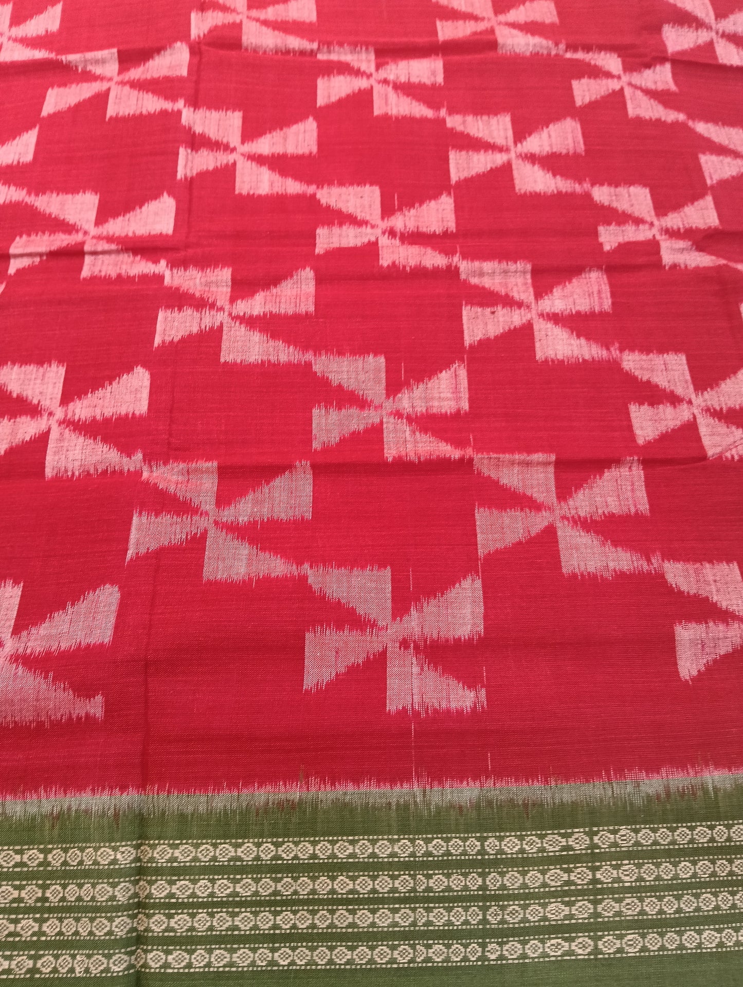 Red green cotton sambalpuri saree - Tilottama