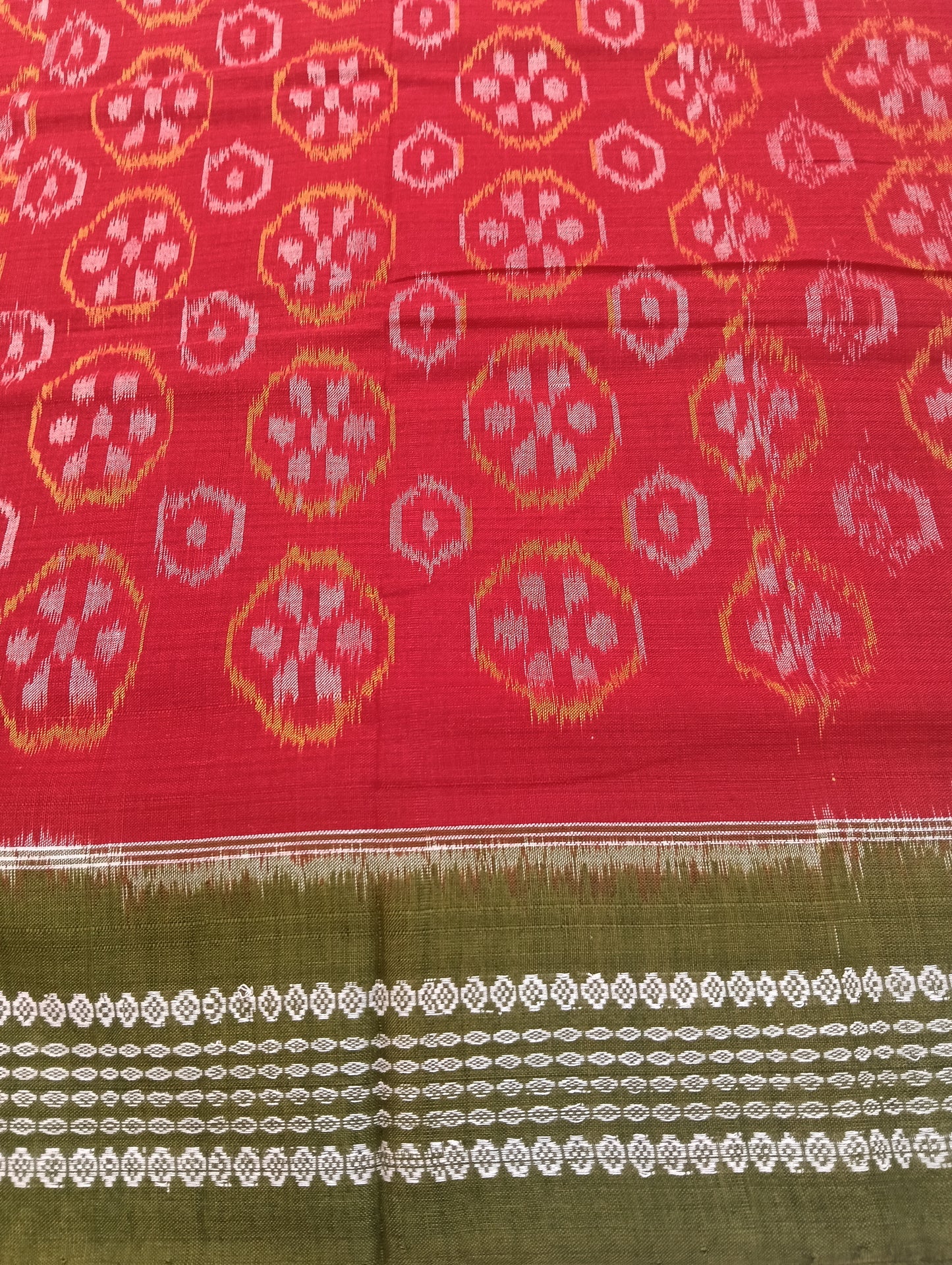 Orange green cotton sambalpuri saree - Tilottama