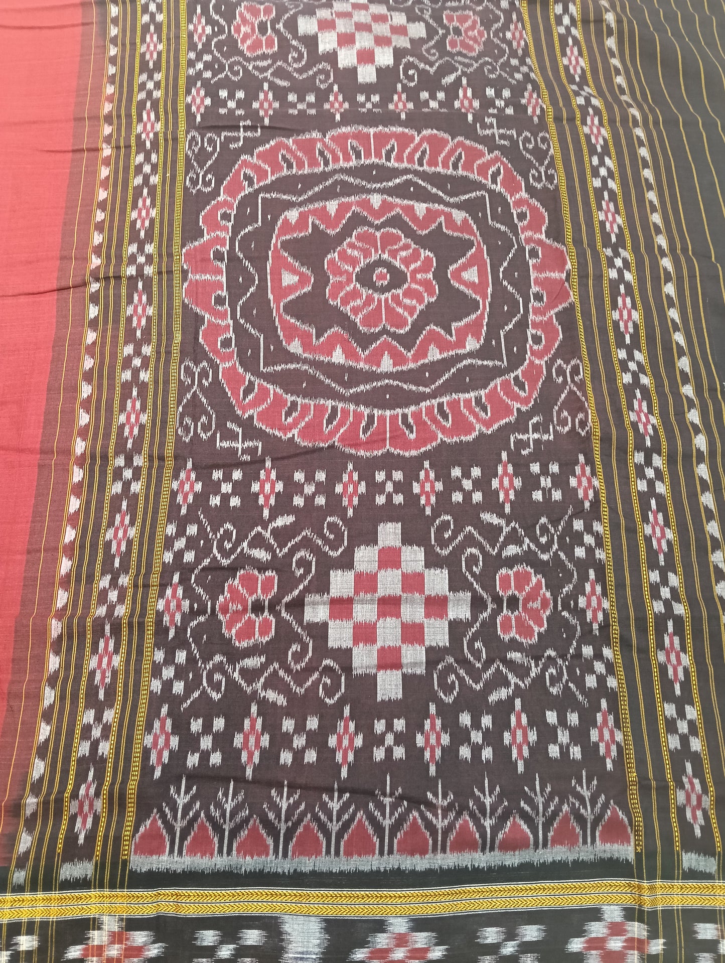 Merron black cotton sambalpuri saree - Tilottama
