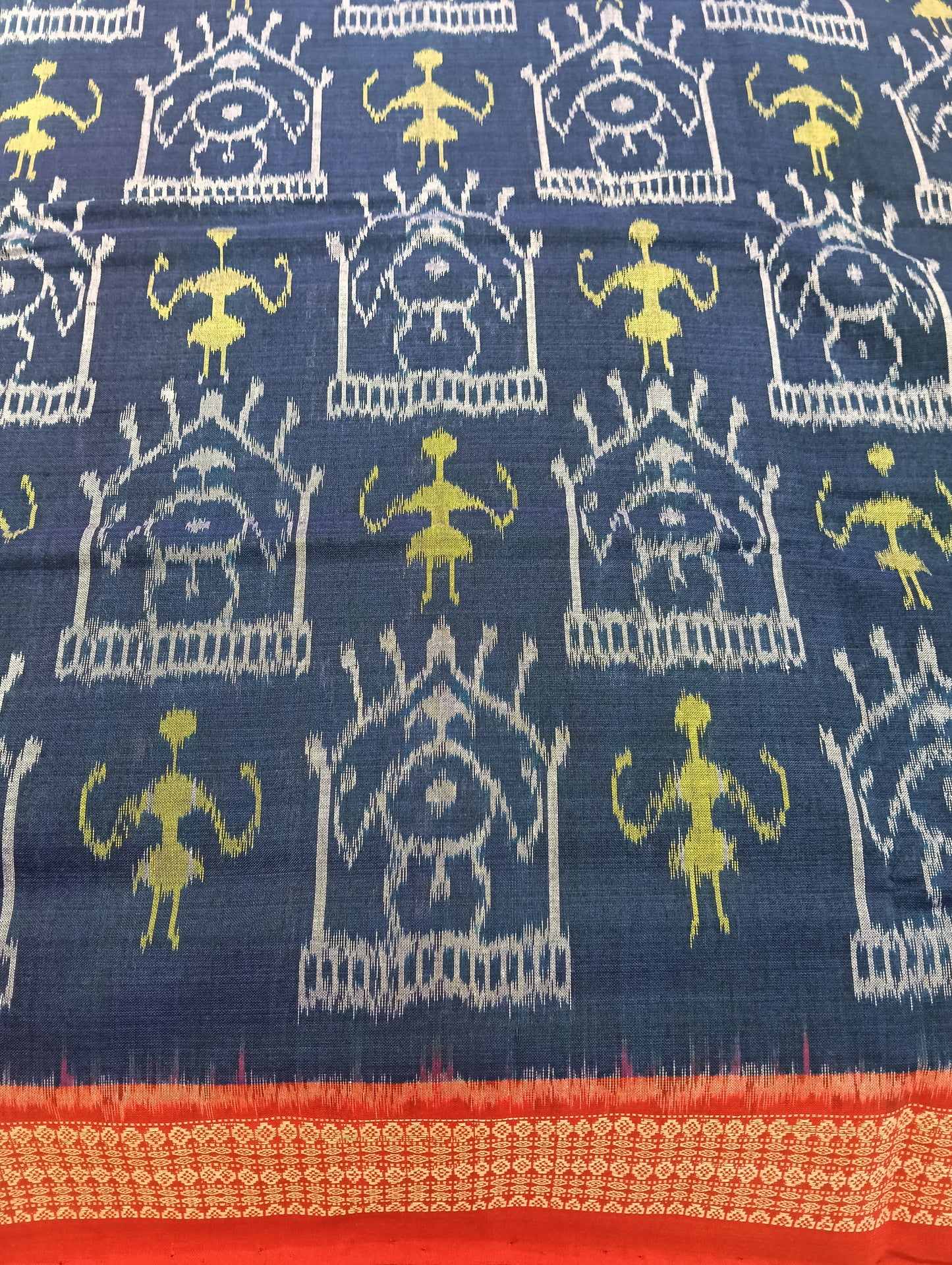 Blue red cotton sambalpuri saree - Tilottama