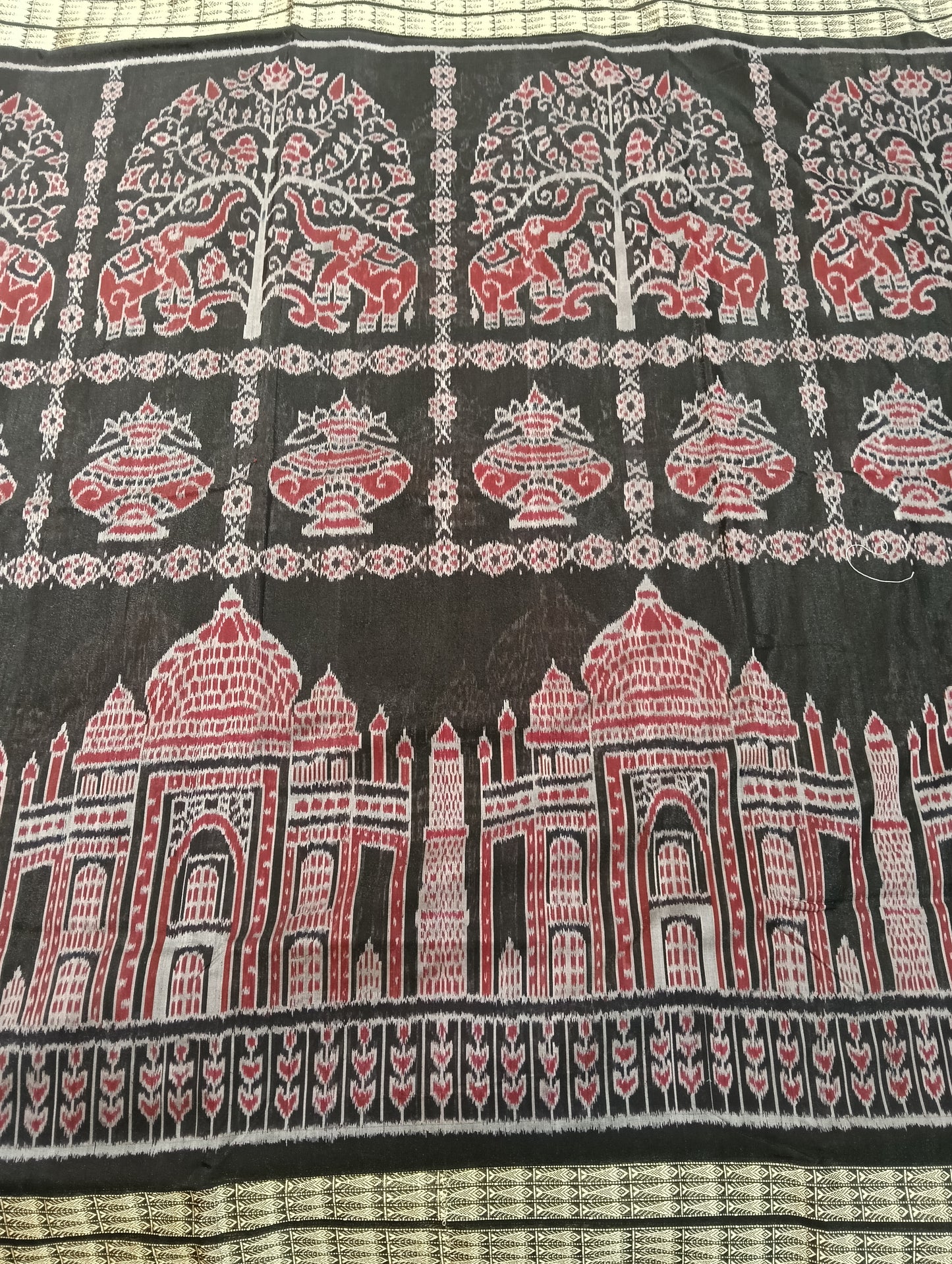 Black merron patta border sambalpuri saree - Tilottama