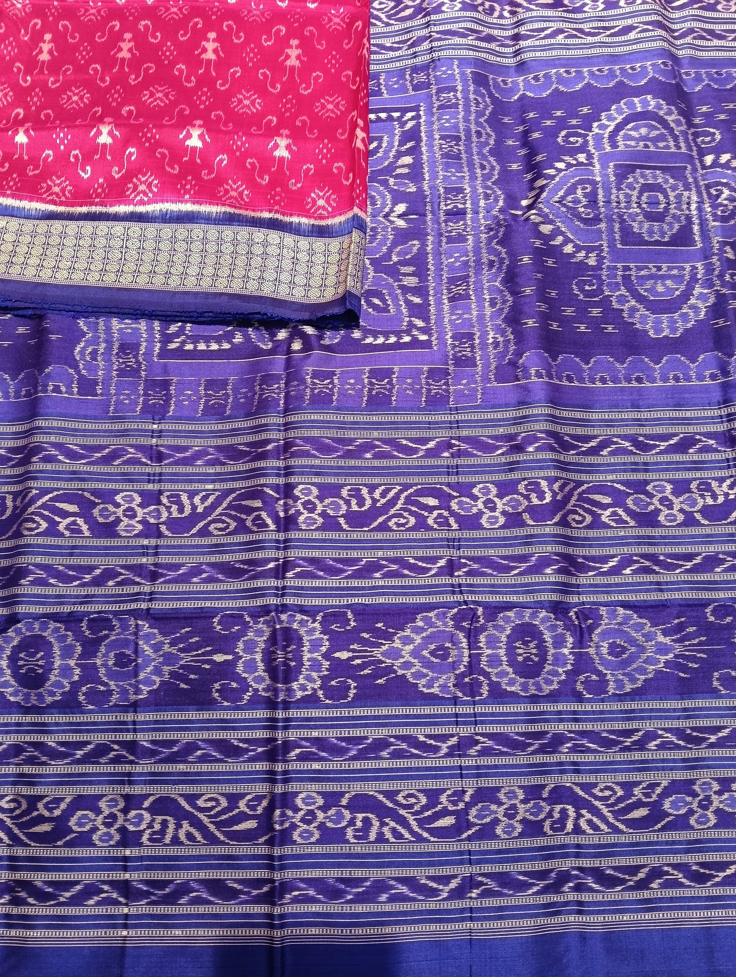 Pink Blue Sambalpuri silk saree - Tilottama