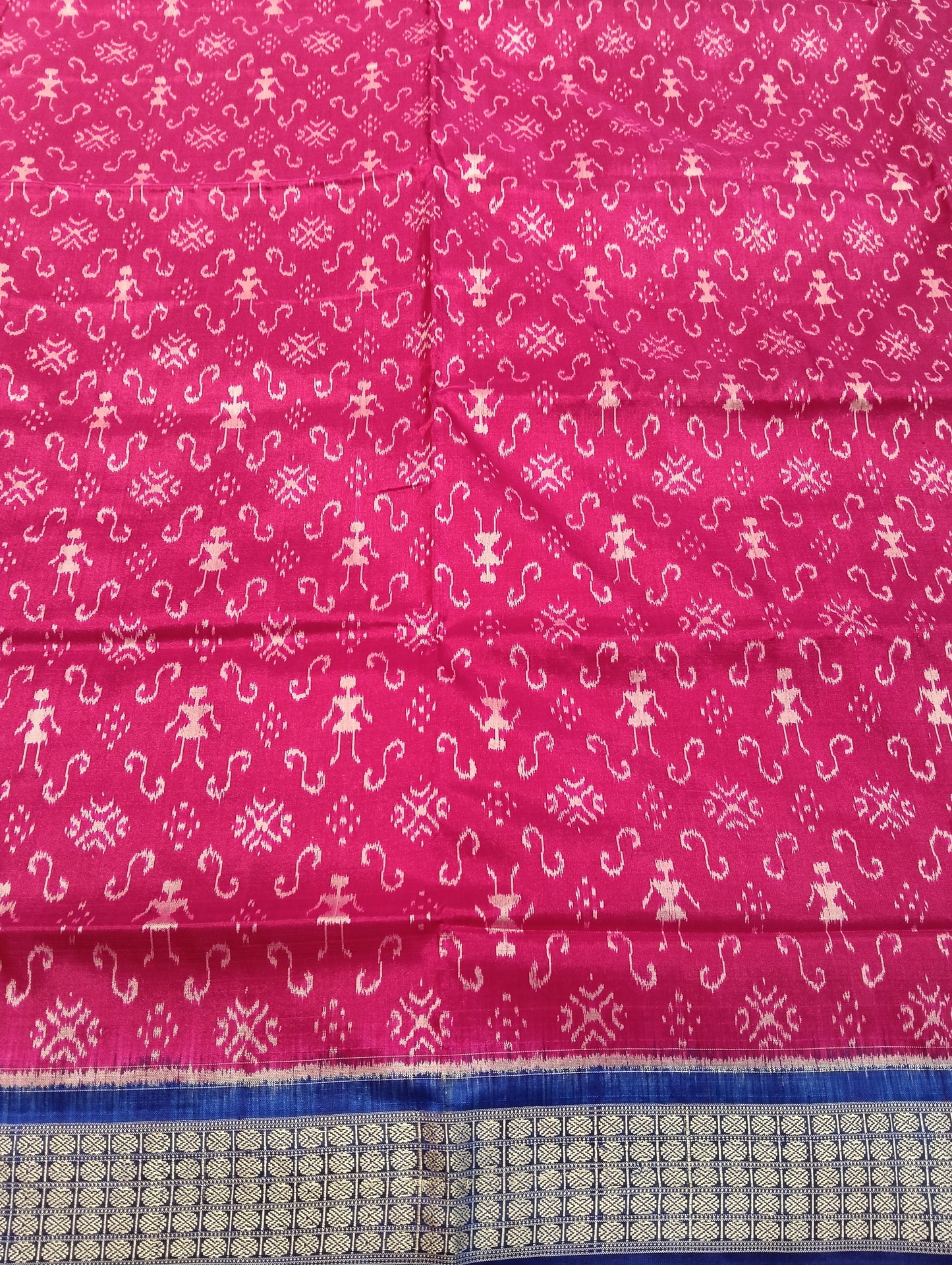 Pink Blue Sambalpuri silk saree - Tilottama
