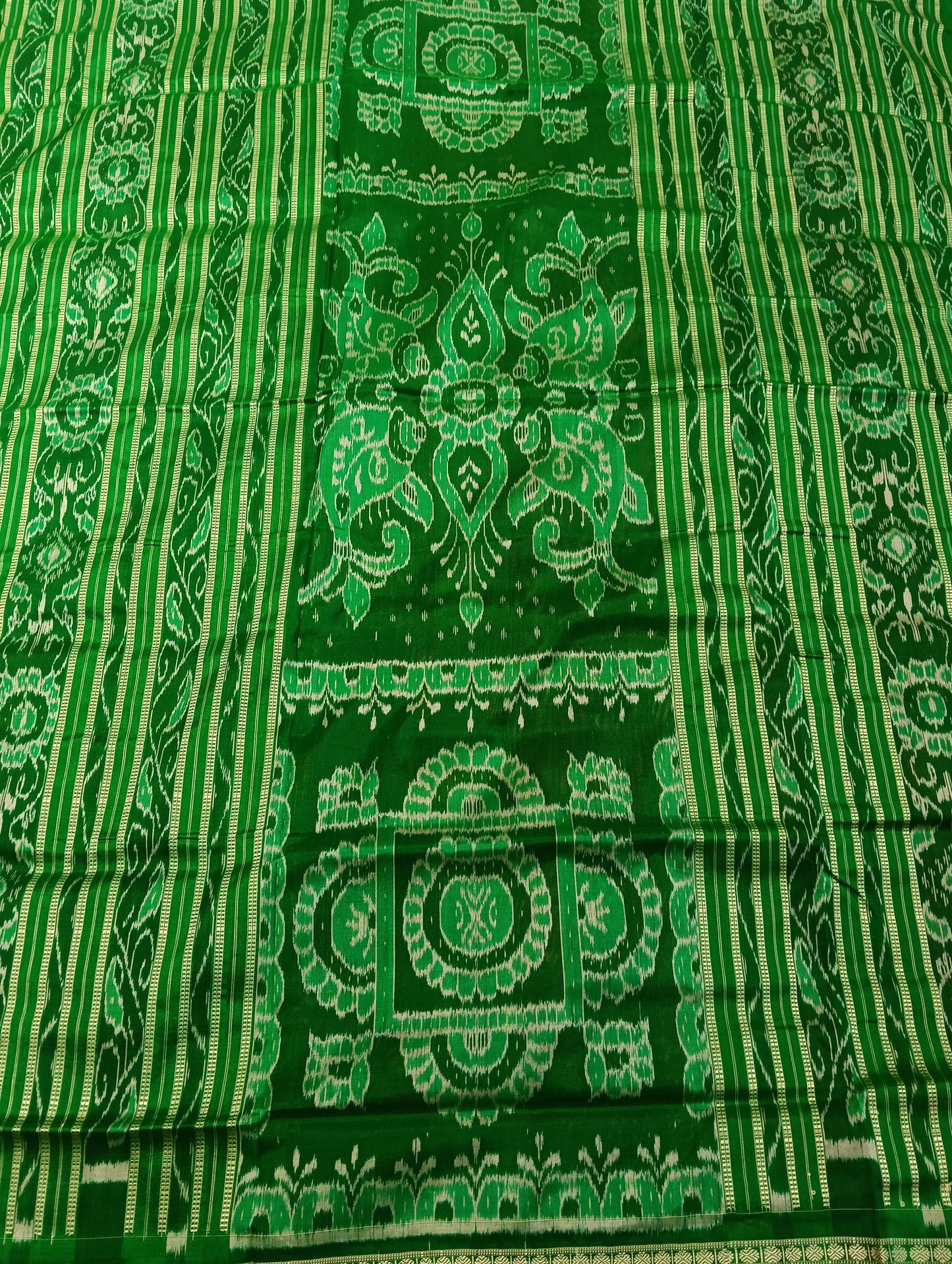 Orange green sambalpuri patta silk saree - Tilottama