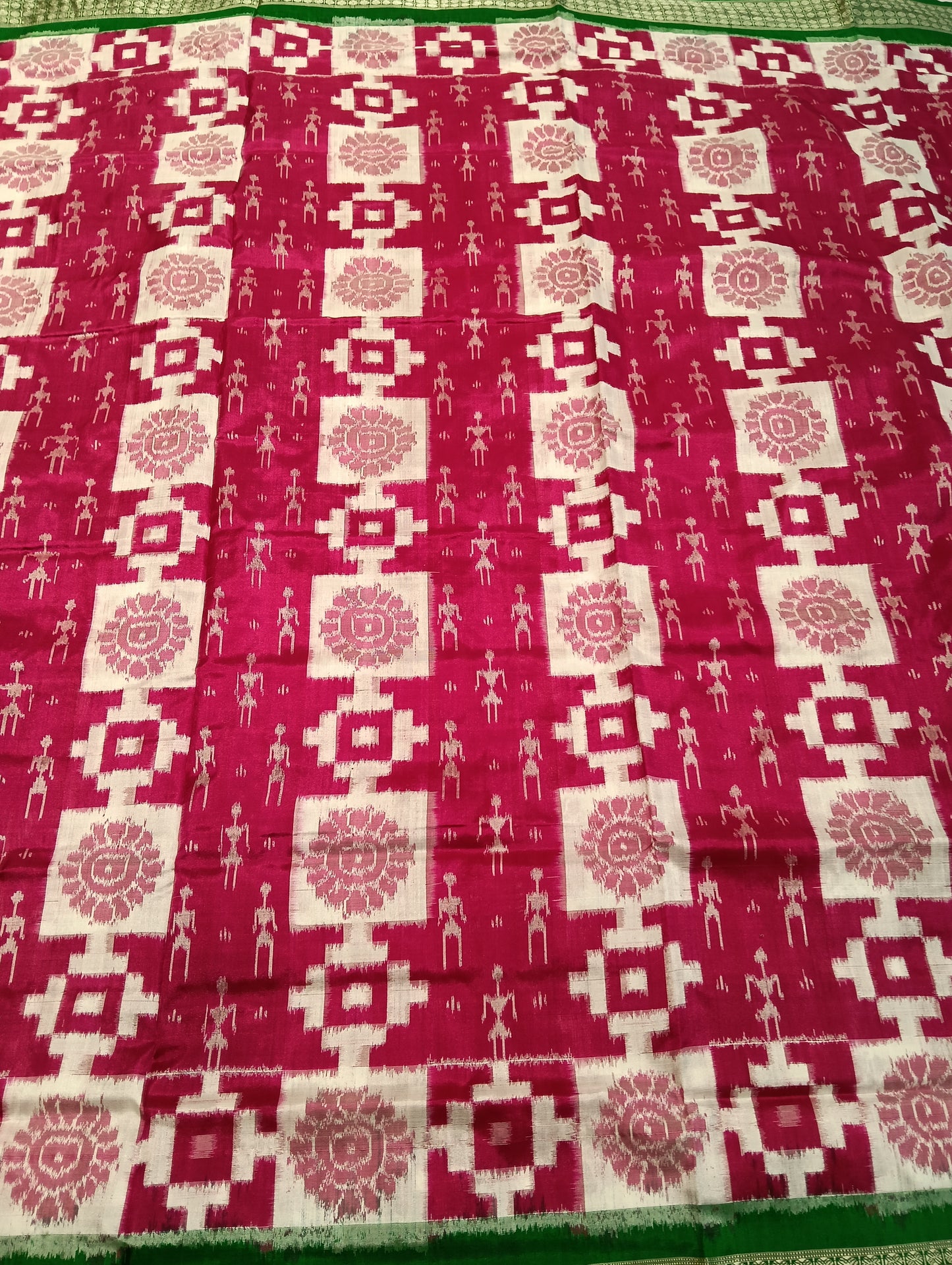 Pink green sambalpuri silk patta saree - Tilottama