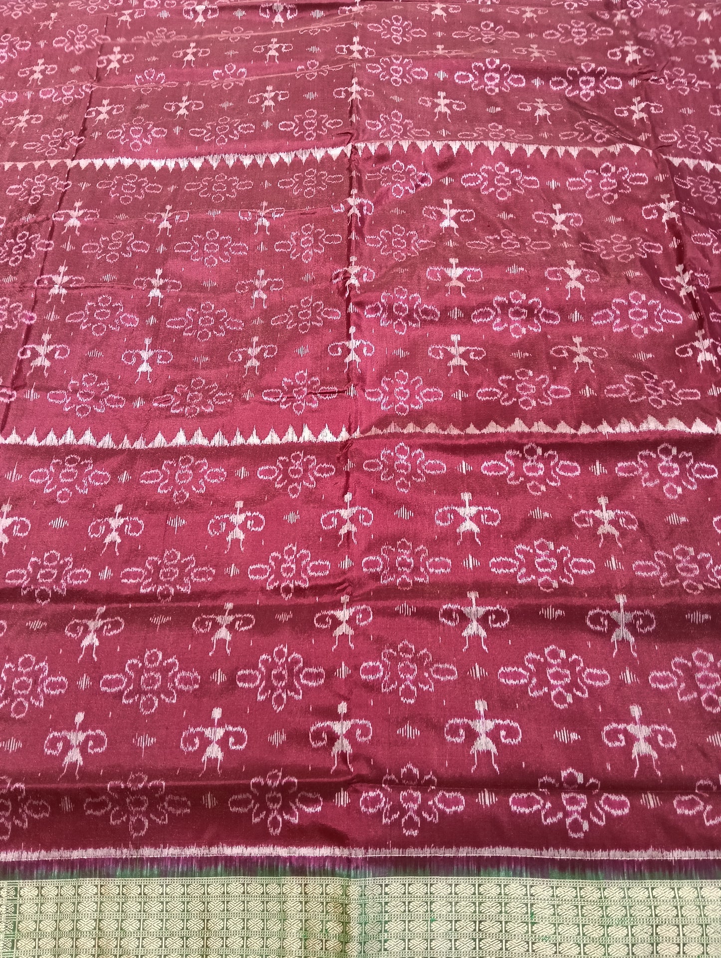Onion red green sambalpuri silk patta saree - Tilottama
