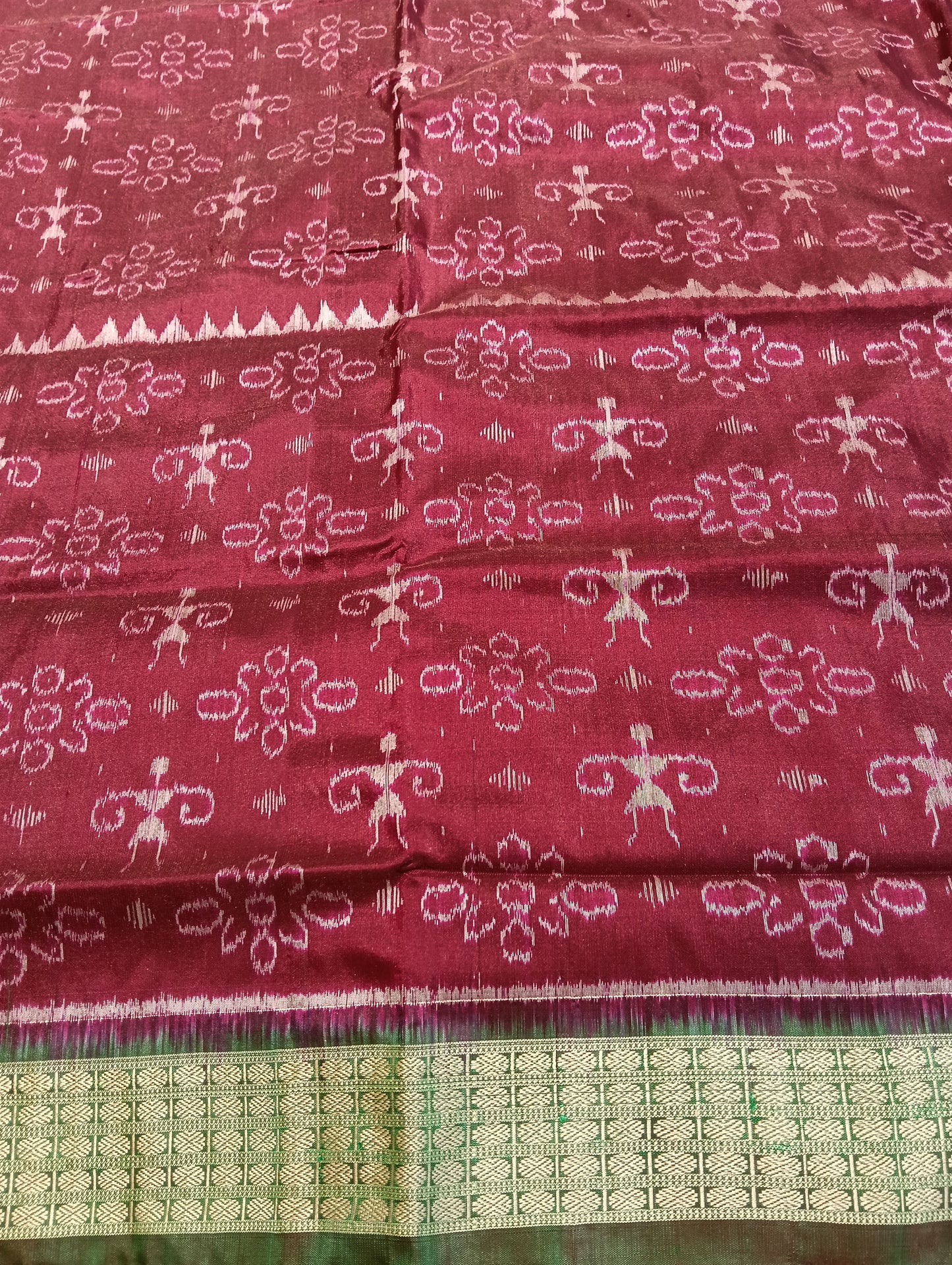 Onion red green sambalpuri silk patta saree - Tilottama