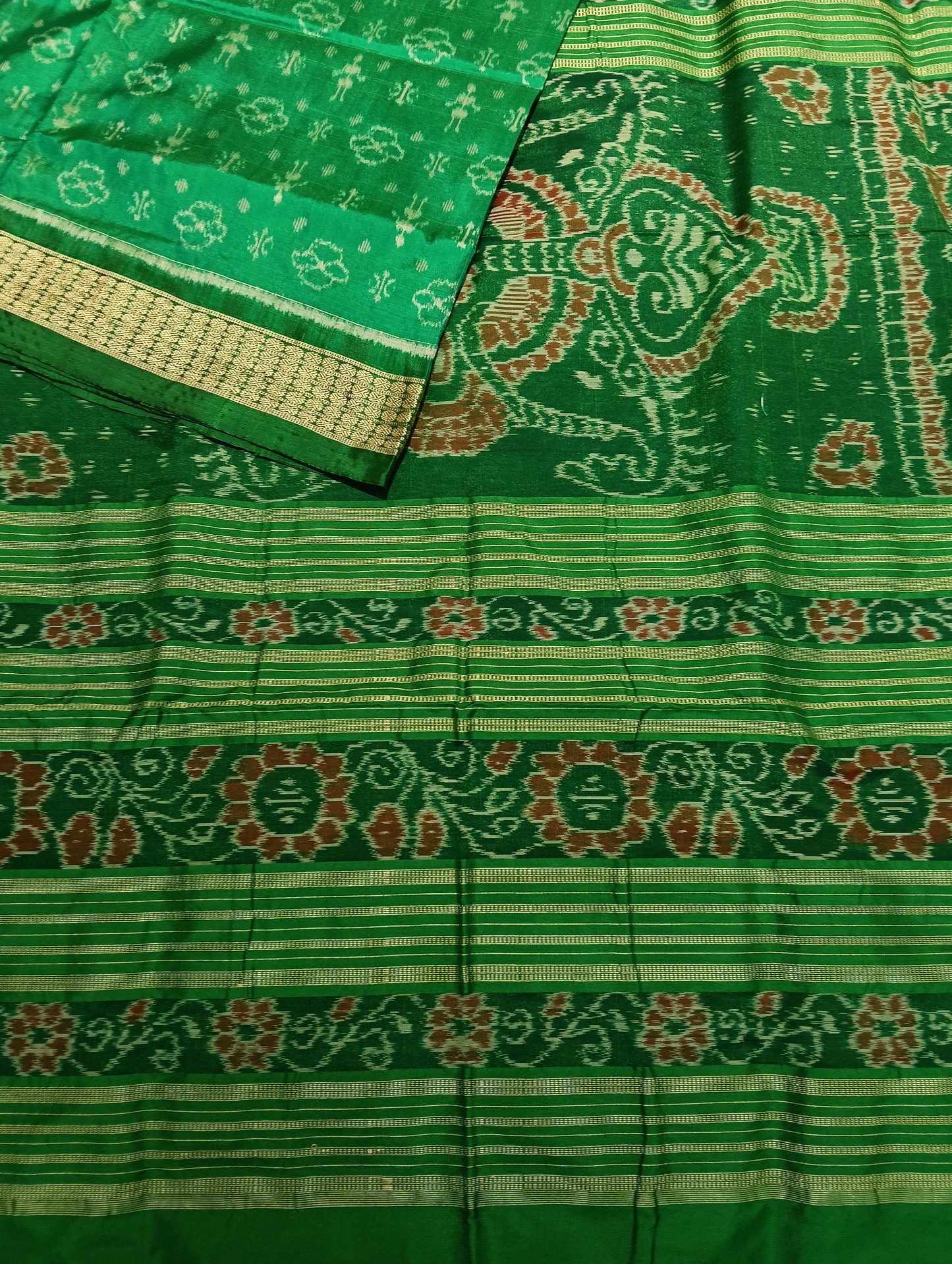 Green Sambalpuri Silk Patta Saree - Tilottama