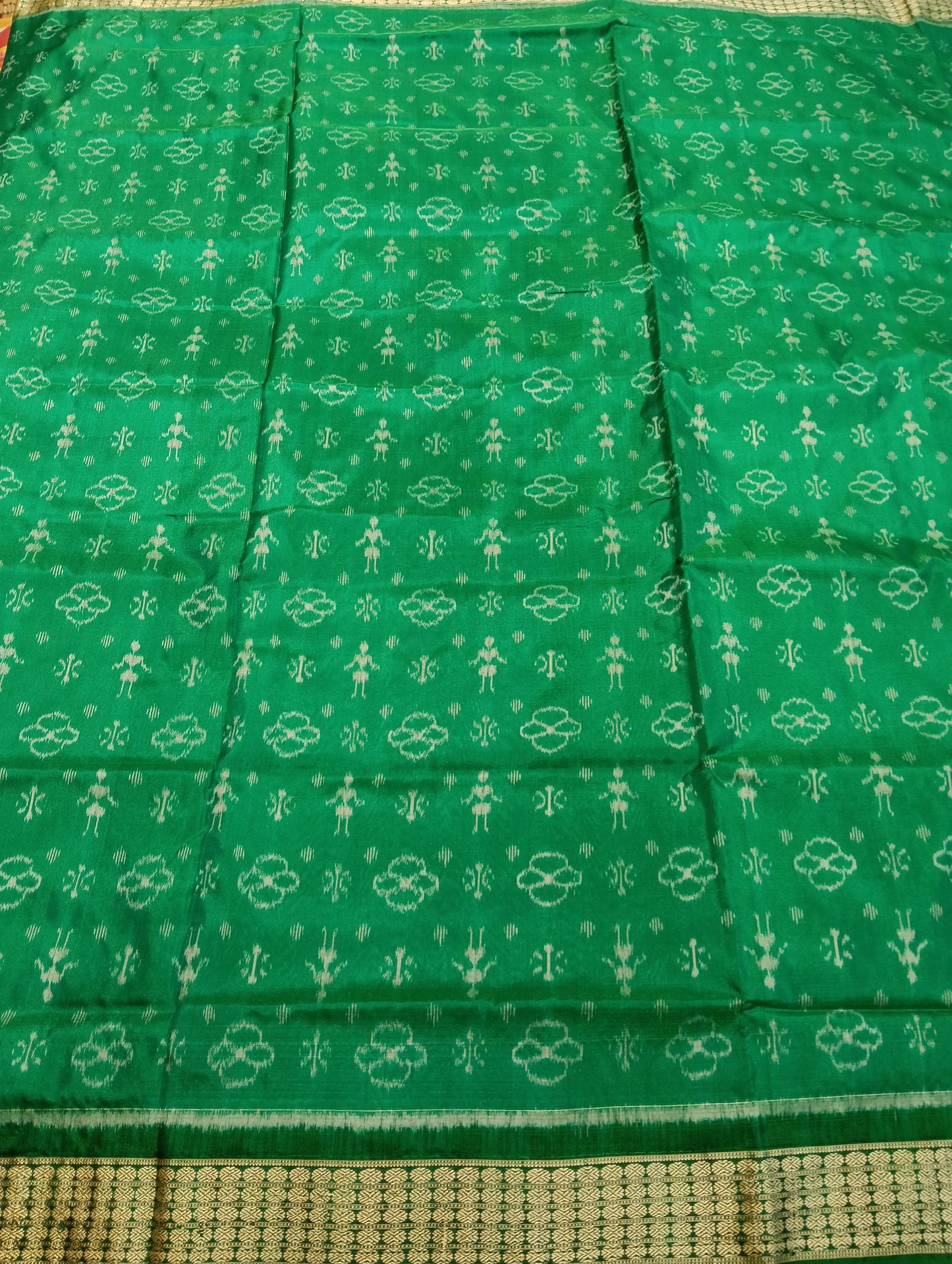 Green Sambalpuri Silk Patta Saree - Tilottama