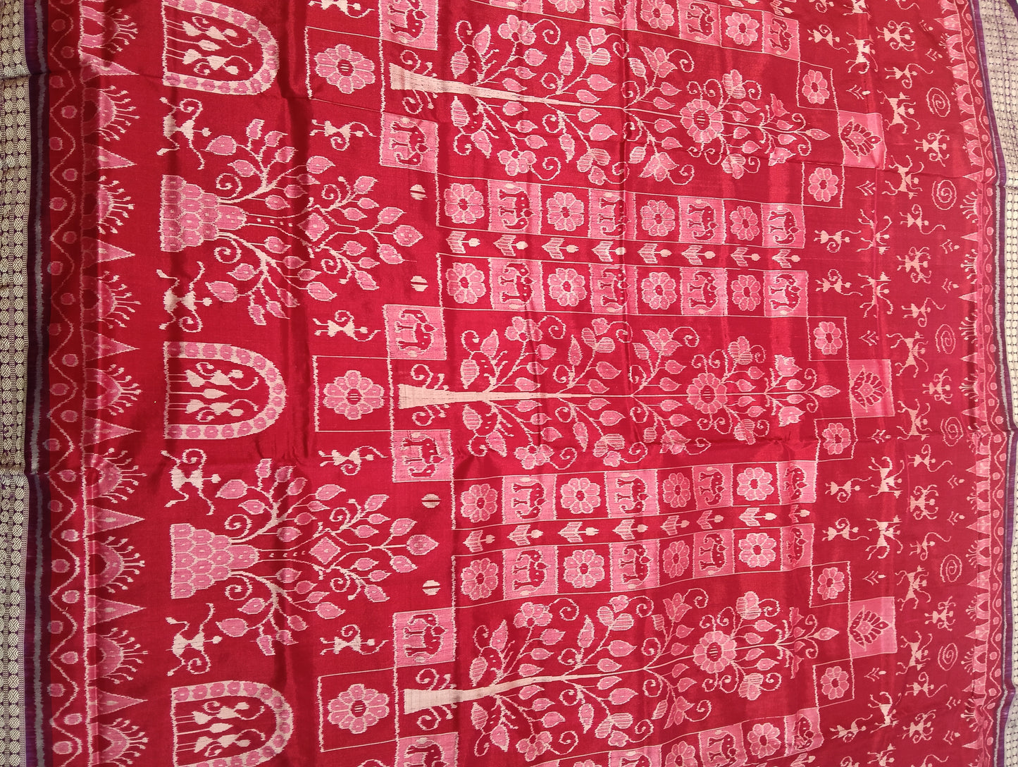 Pink purple sambalpuri silk patta saree - Tilottama