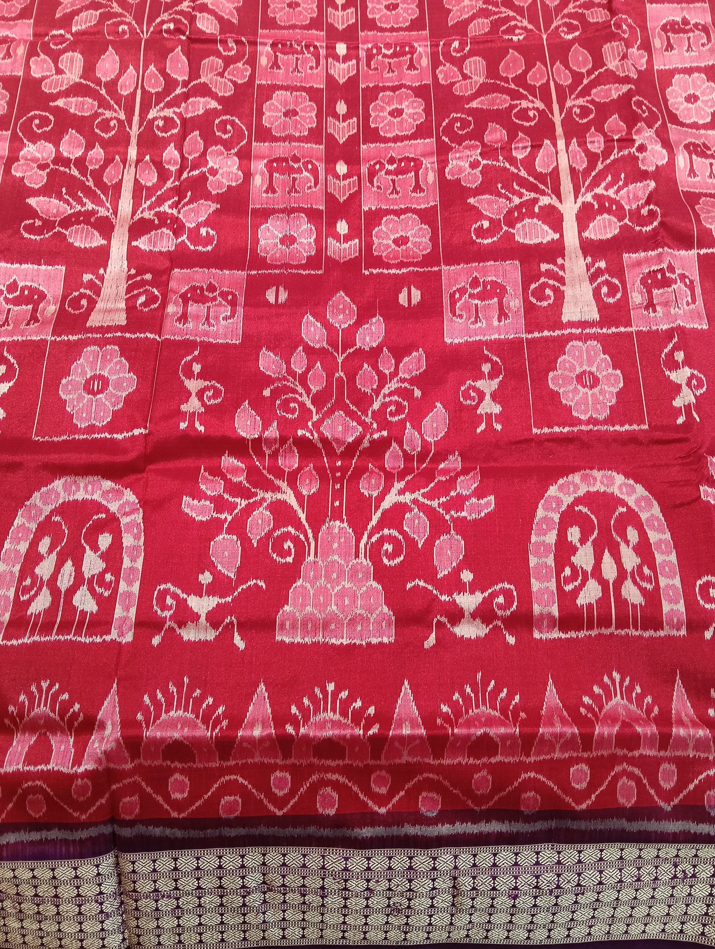 Pink purple sambalpuri silk patta saree - Tilottama