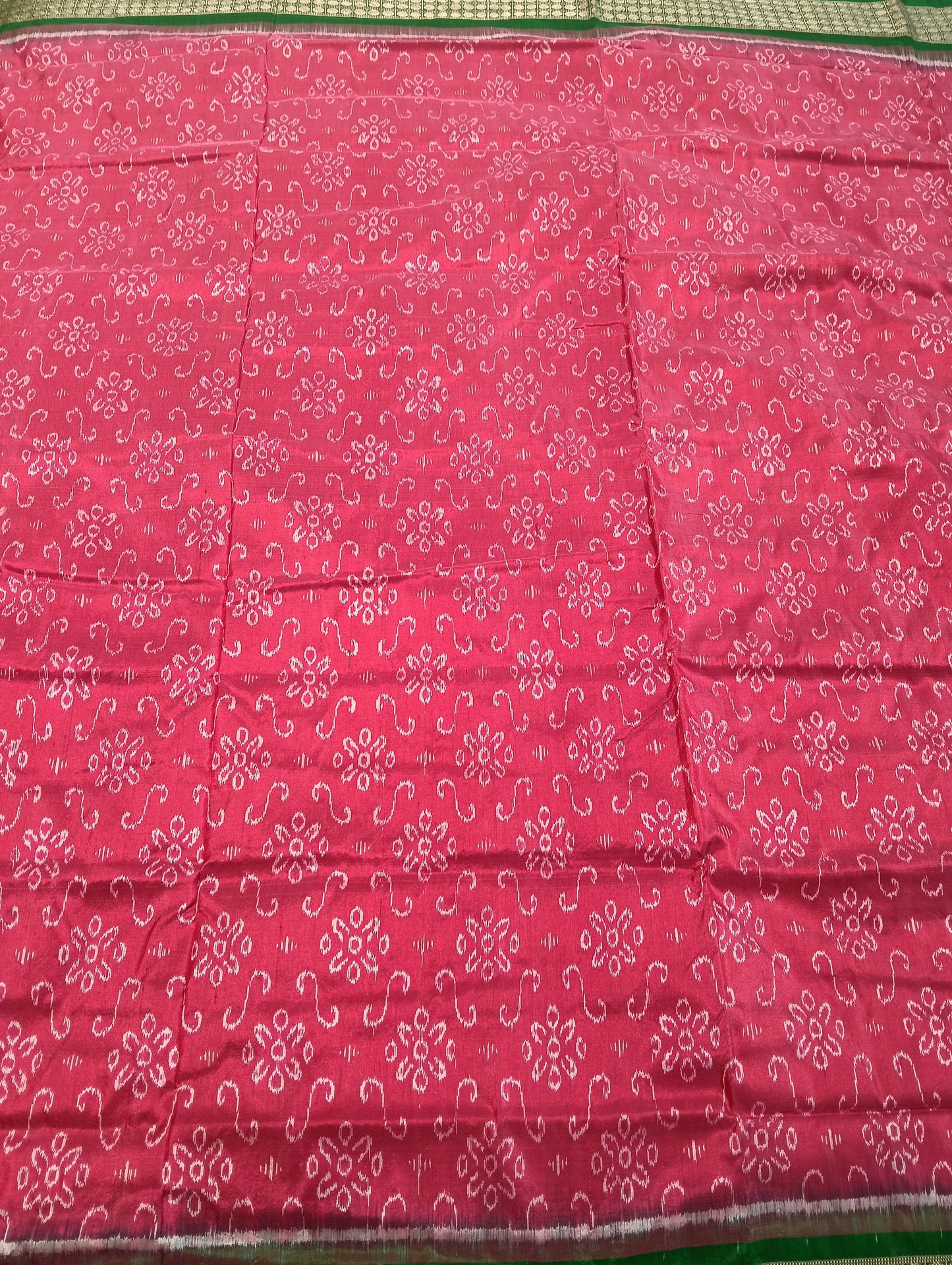 Pink green sambalpuri silk patta saree - Tilottama