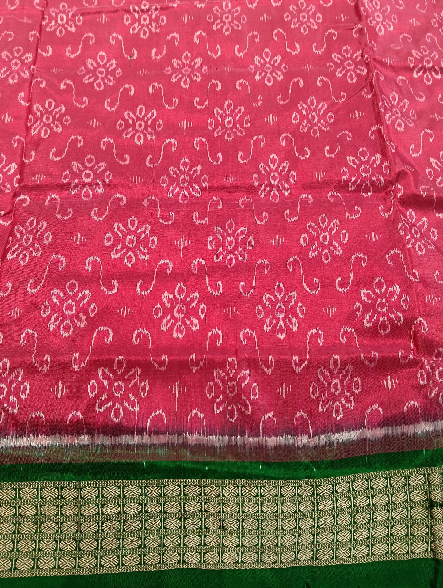 Pink green sambalpuri silk patta saree - Tilottama