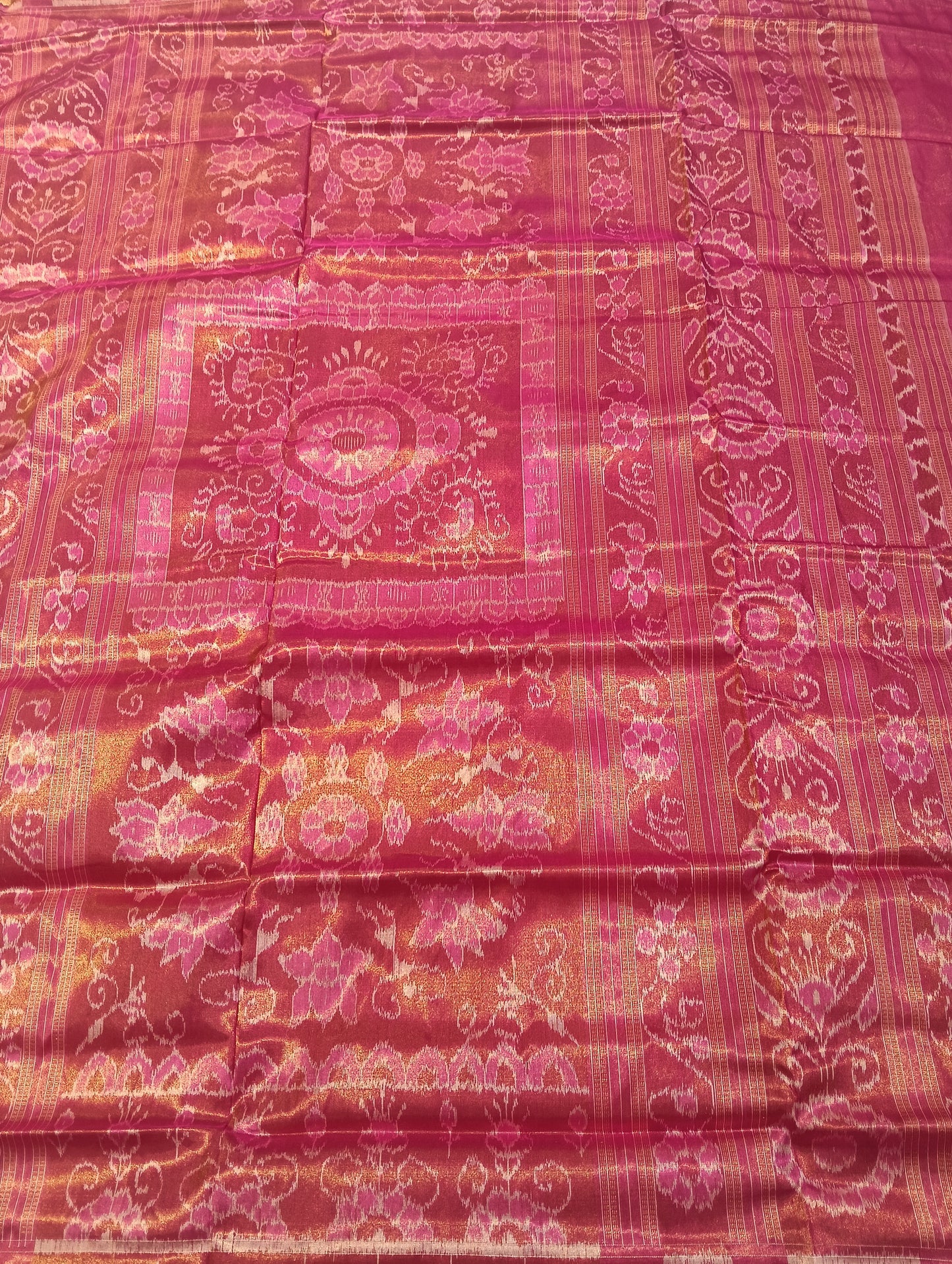 Pink grey sambalpuri haif tissue sambalpuri saree - Tilottama
