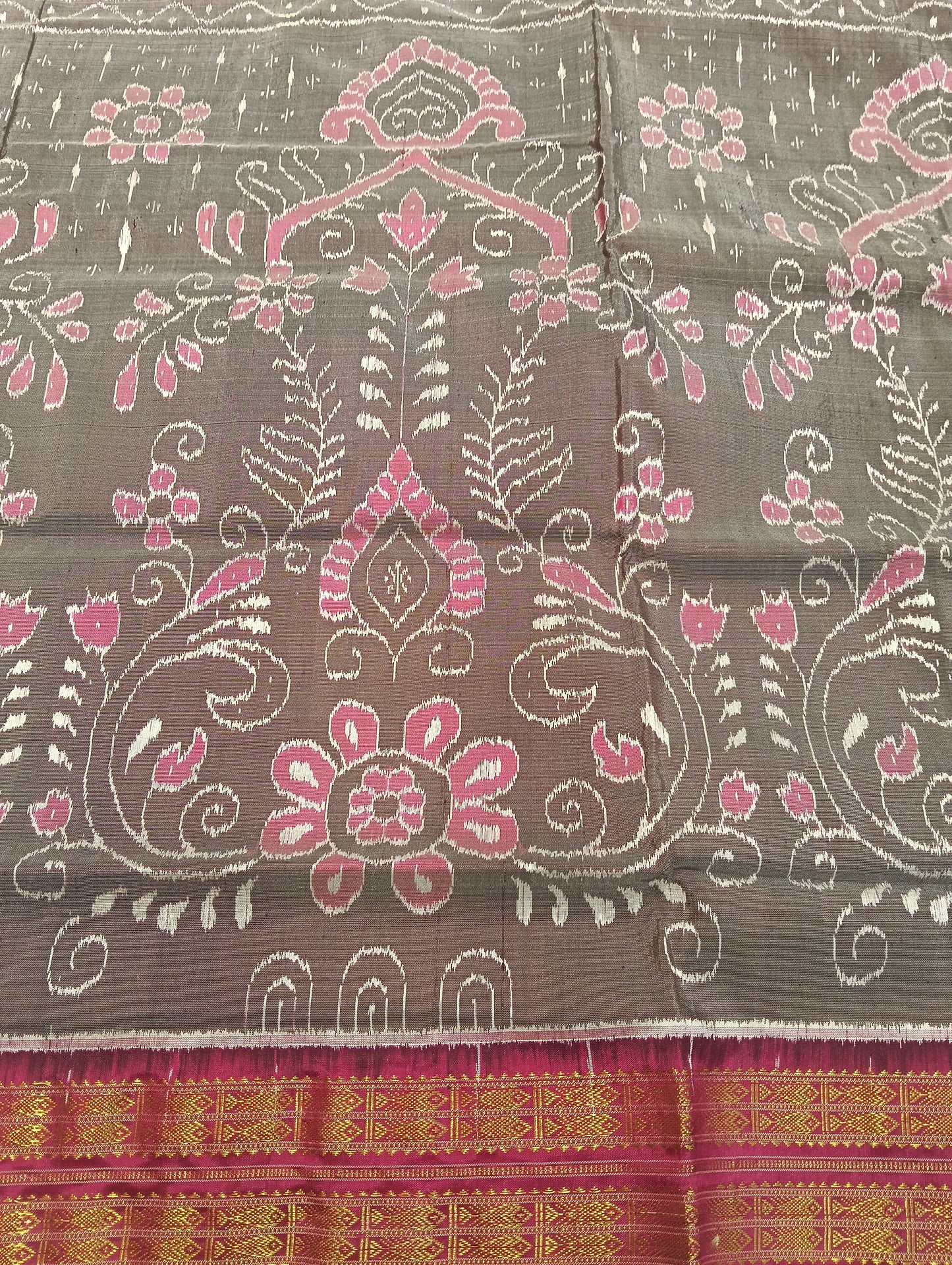 Pink grey sambalpuri haif tissue sambalpuri saree - Tilottama