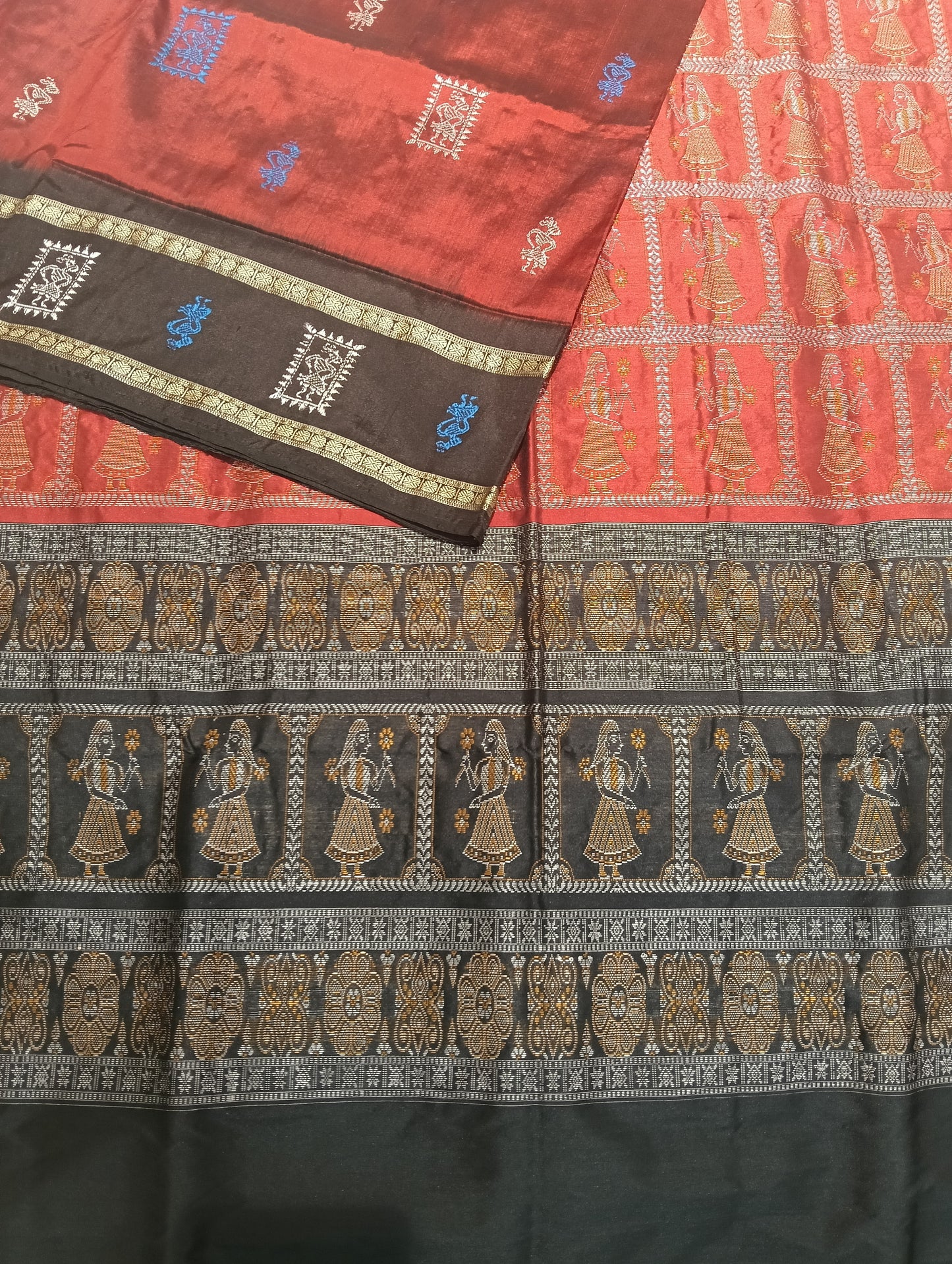 Merron black sambalpuri silk patta saree - Tilottama