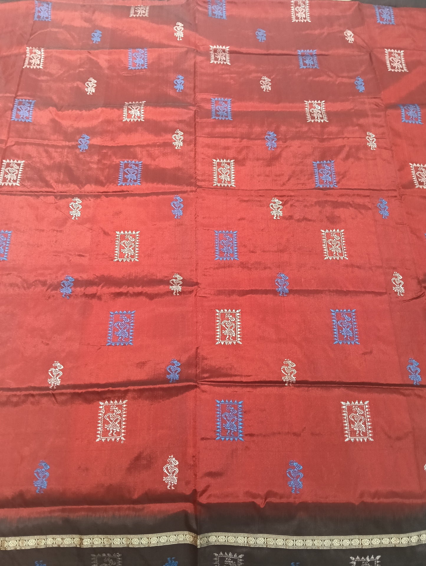 Merron black sambalpuri silk patta saree - Tilottama