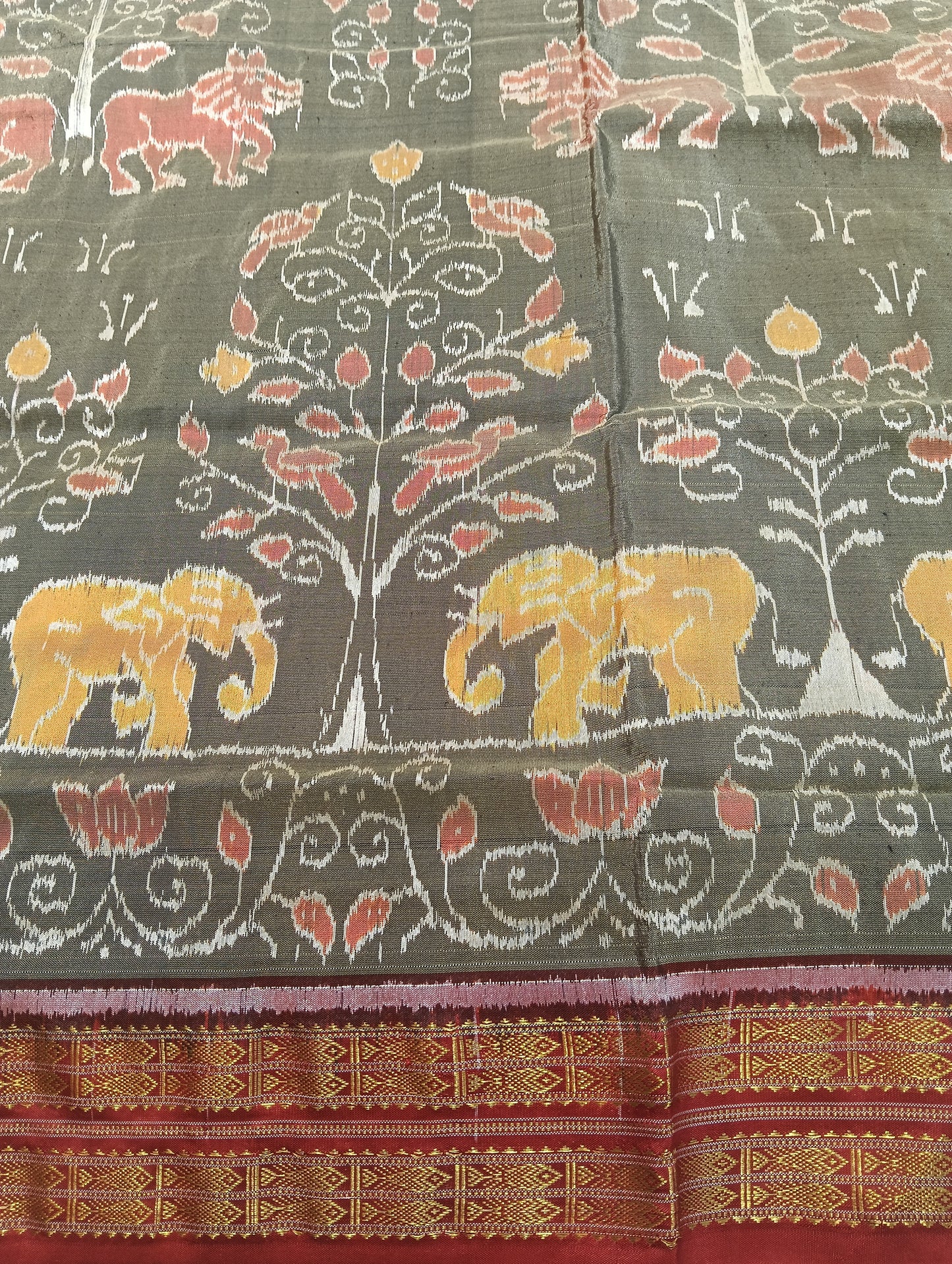 Mouse red half tissue silk sambalpuri saree - Tilottama