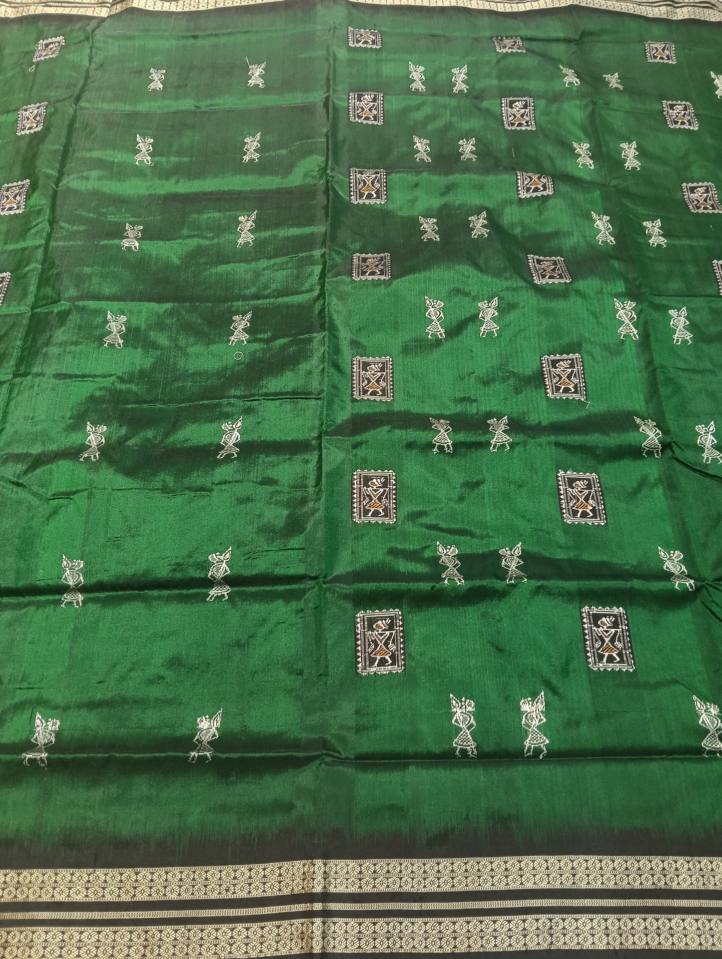Green black sambalpuri patta saree - Tilottama