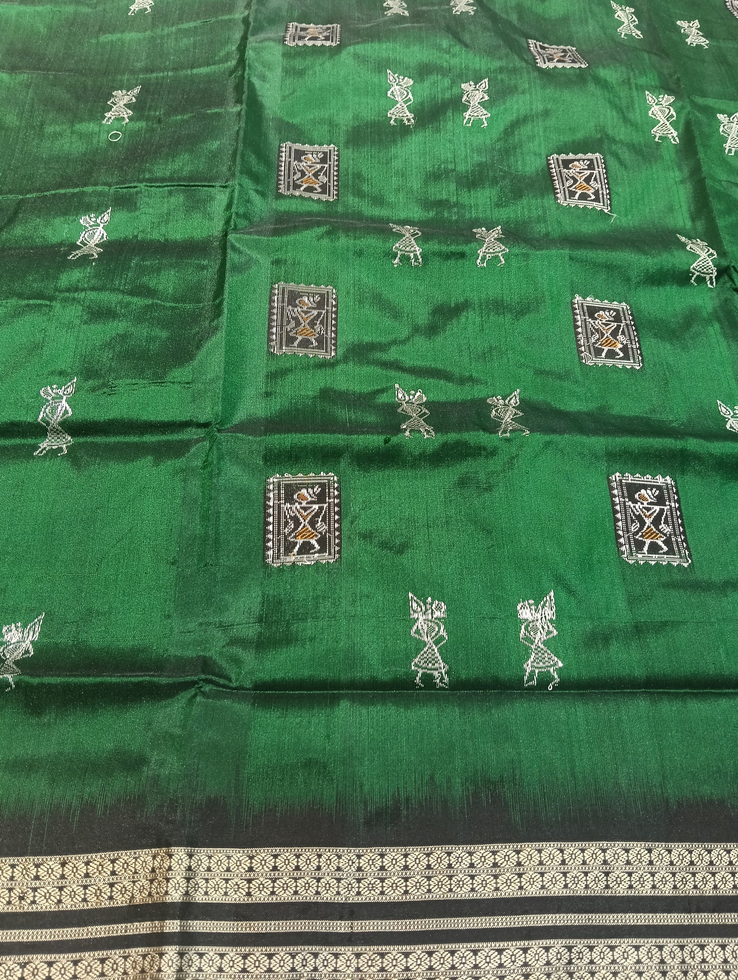Green black sambalpuri patta saree - Tilottama