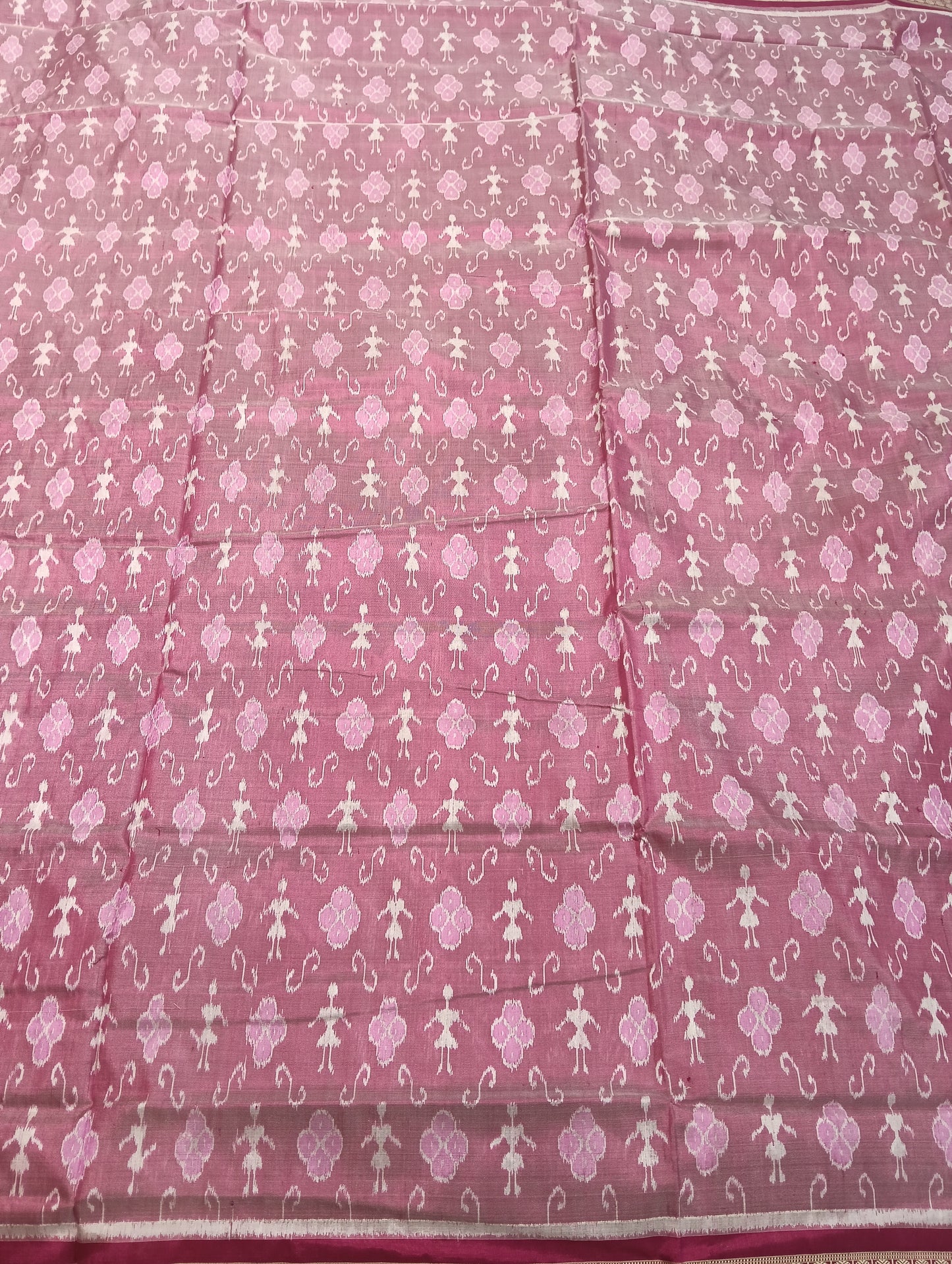 Baby pink Sambalpuri Silk patta saree - Tilottama