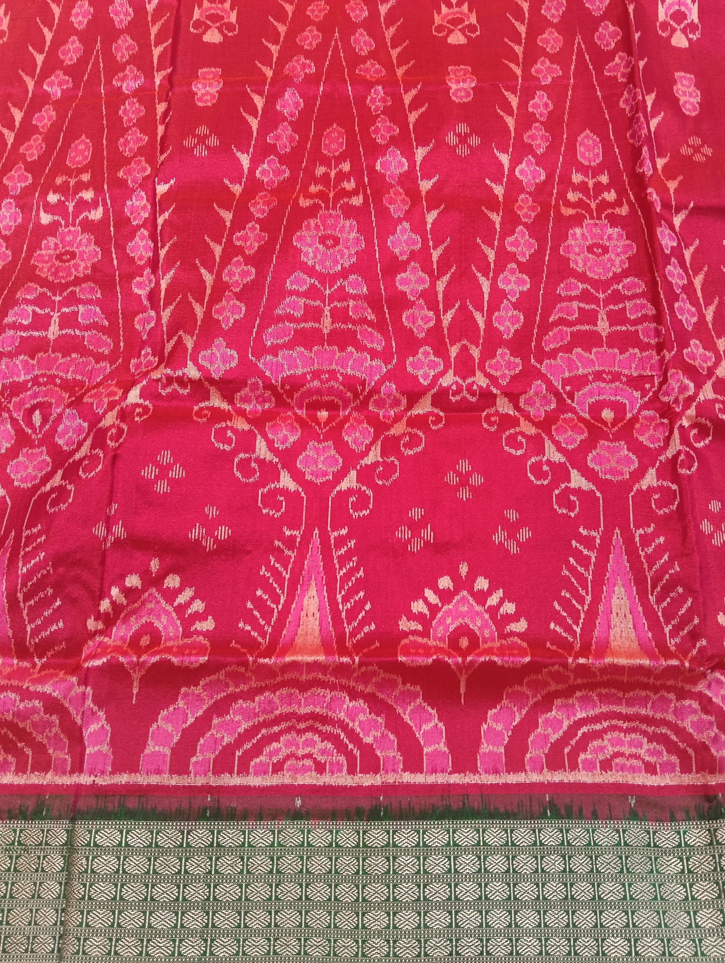 Red green sambalpuri silk patta saree - Tilottama