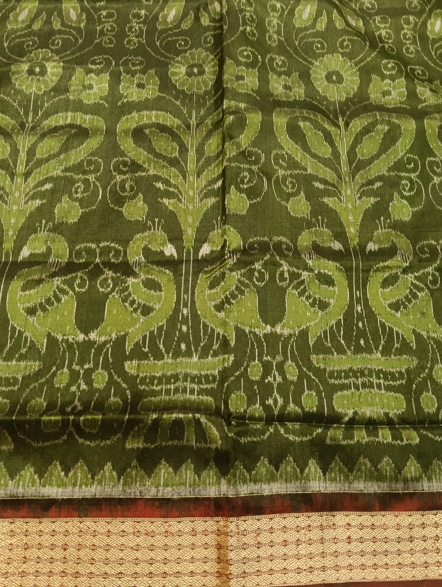 Green maroon Sambalpuri silk patta saree - Tilottama