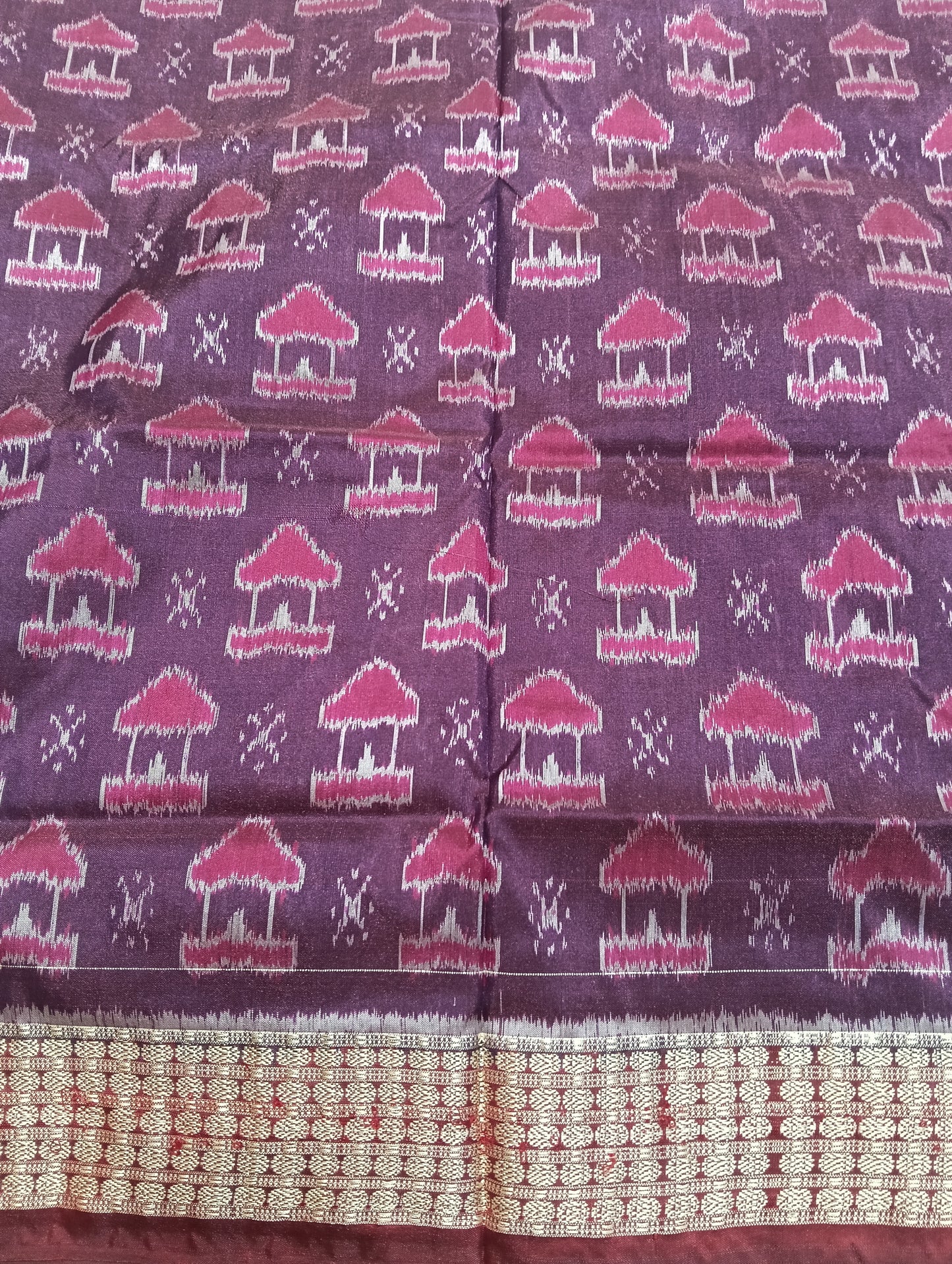 Hot falsa maroon Sambalpuri silk patta saree - Tilottama