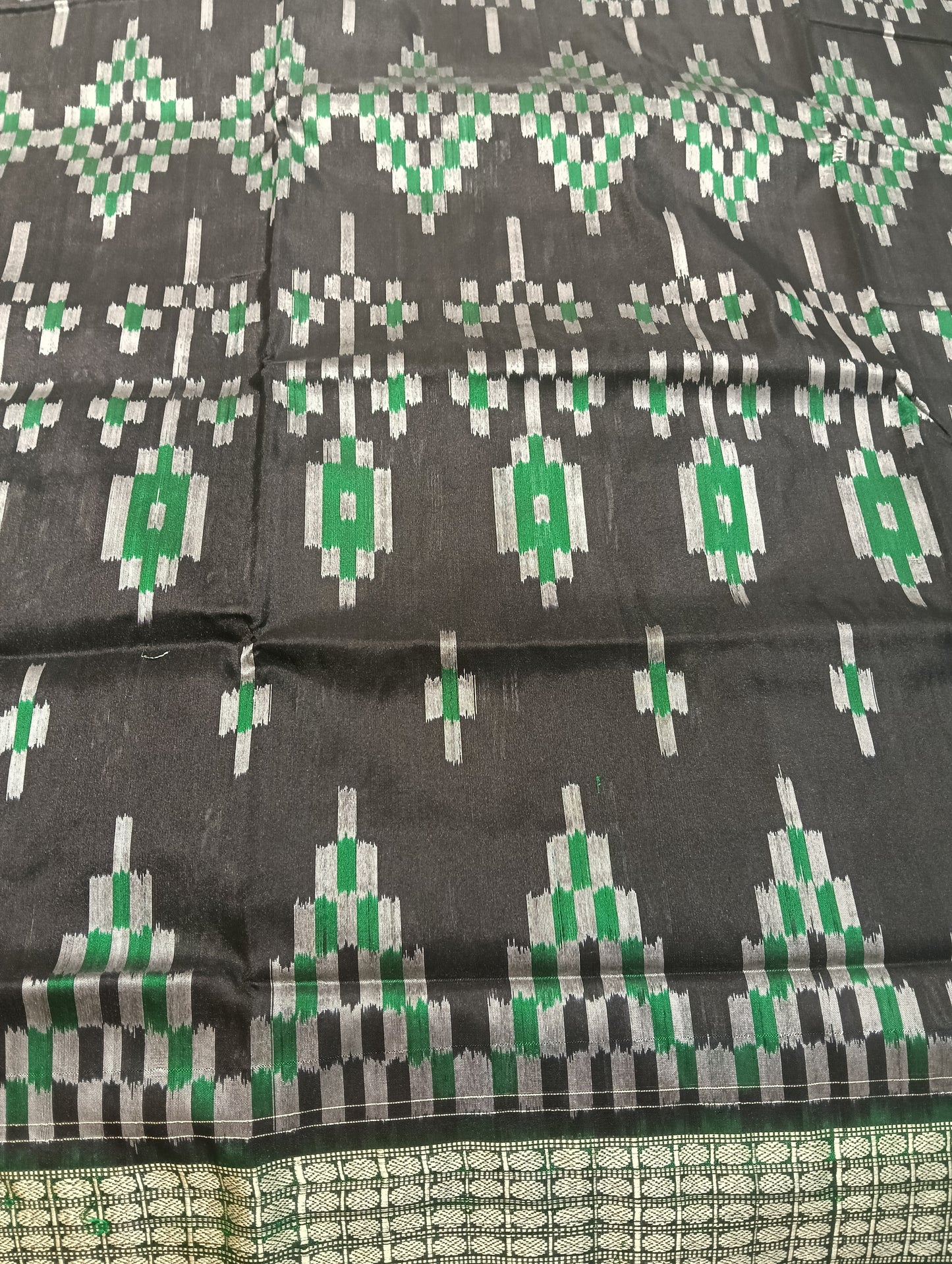 Green black sambalpuri patta saree - Tilottama
