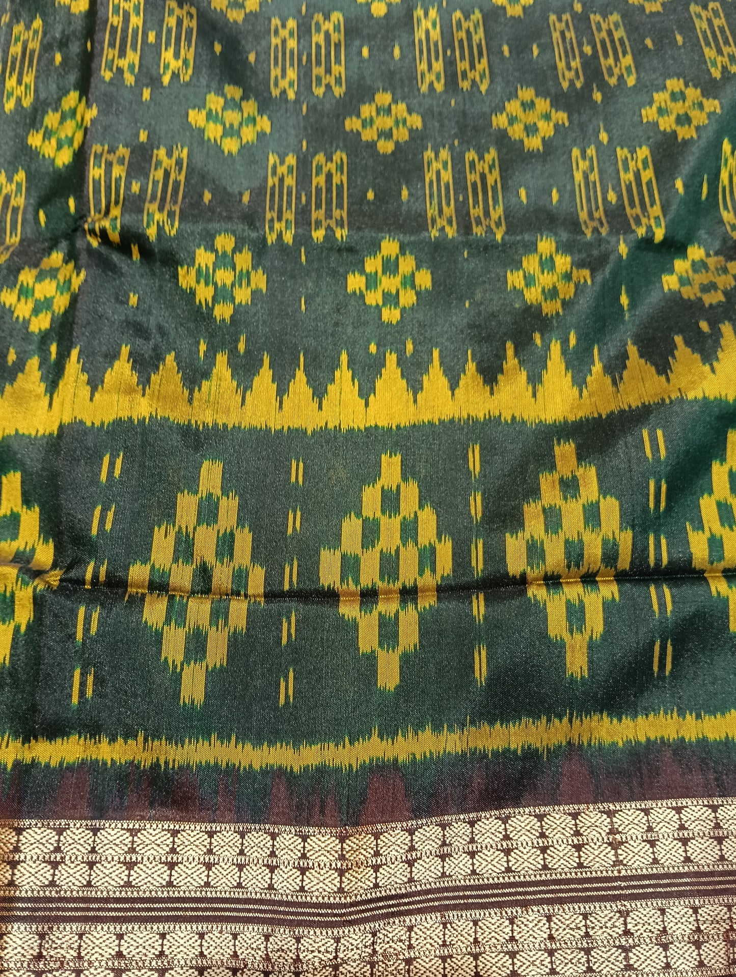 Moss maroon Sambalpuri silk patta saree - Tilottama