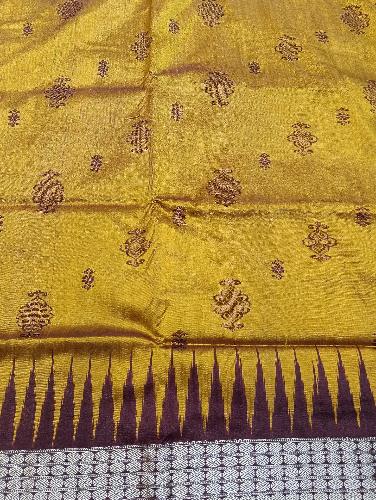 Nugget maroon Sambalpuri silk patta saree - Tilottama