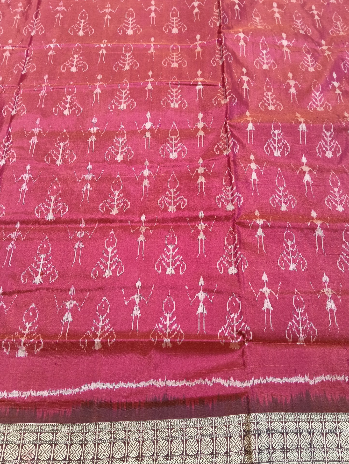 Pink maroon Sambalpuri silk patta saree - Tilottama