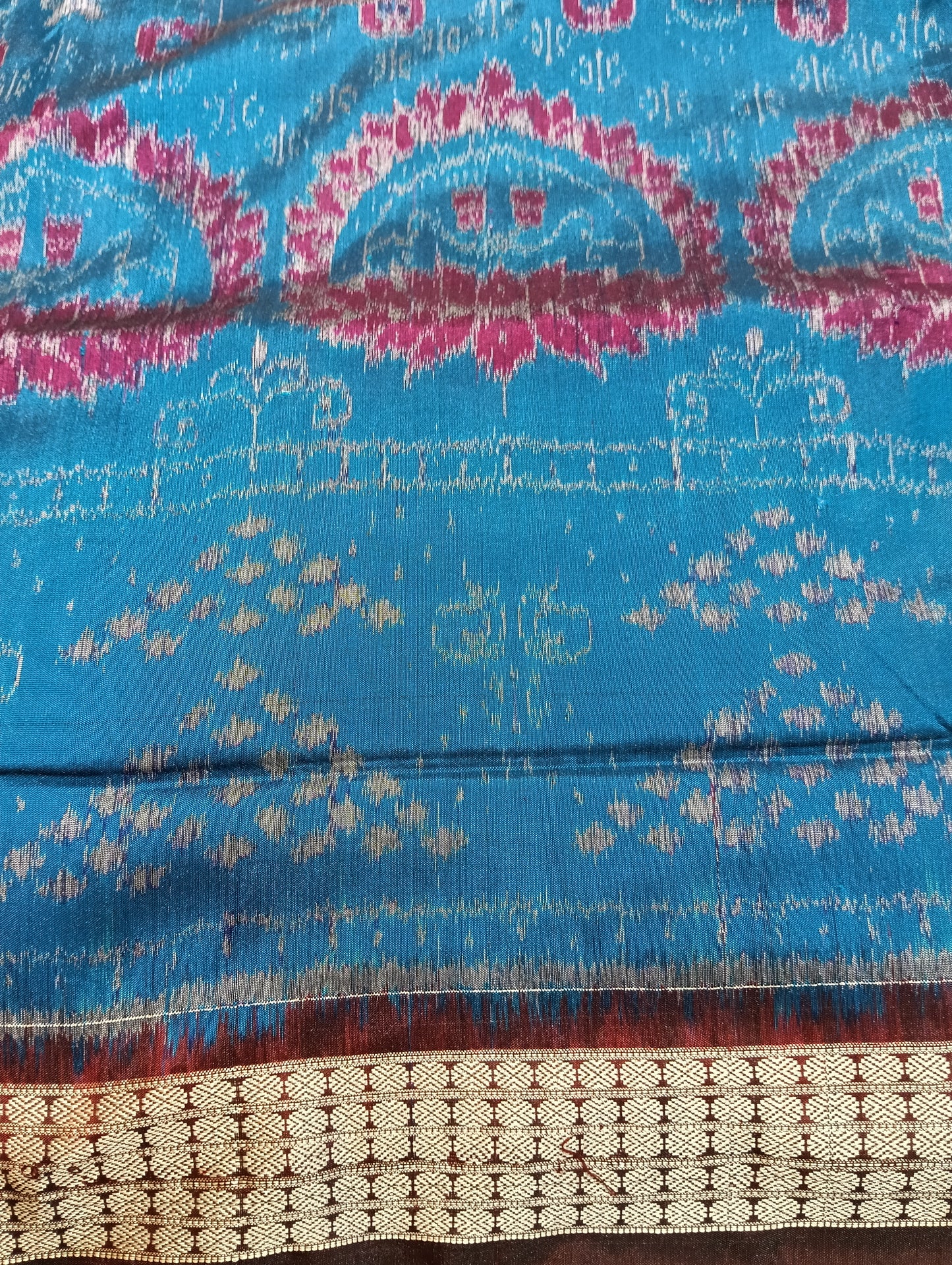 Sky maroon Sambalpuri Silk patta saree - Tilottama