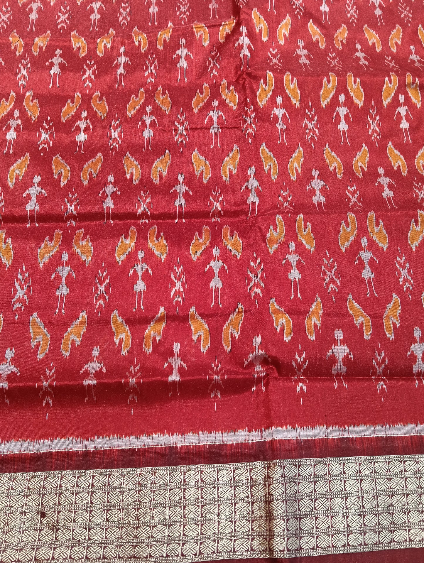 Baked appi maroon Sambalpuri Silk patta saree - Tilottama