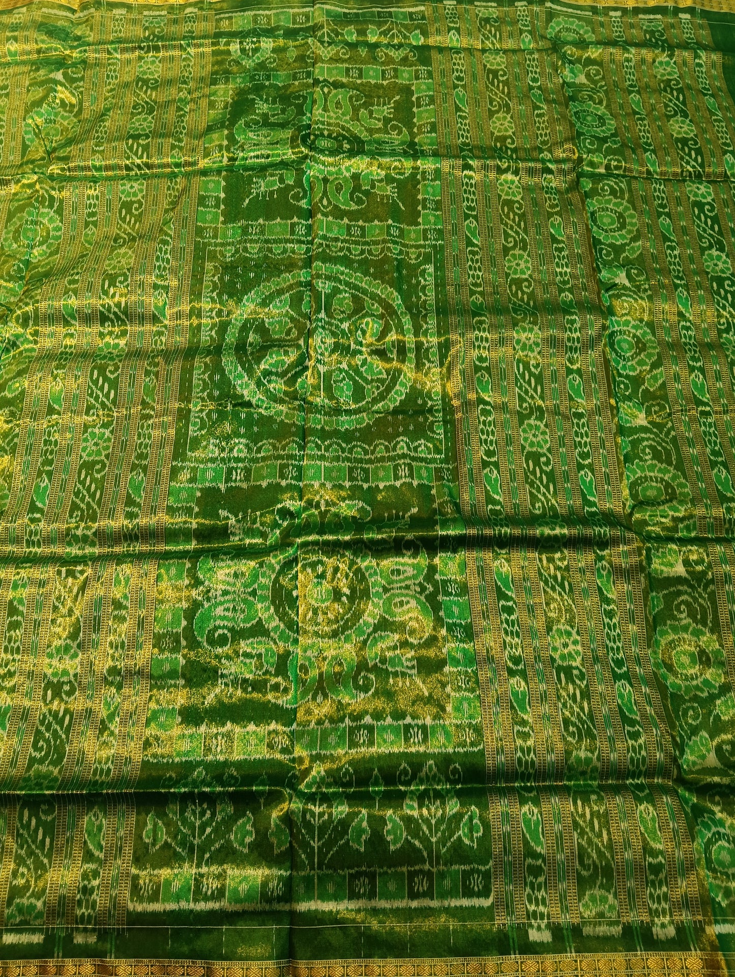 Orange green sambalpuri silk tissue patta saree - Tilottama